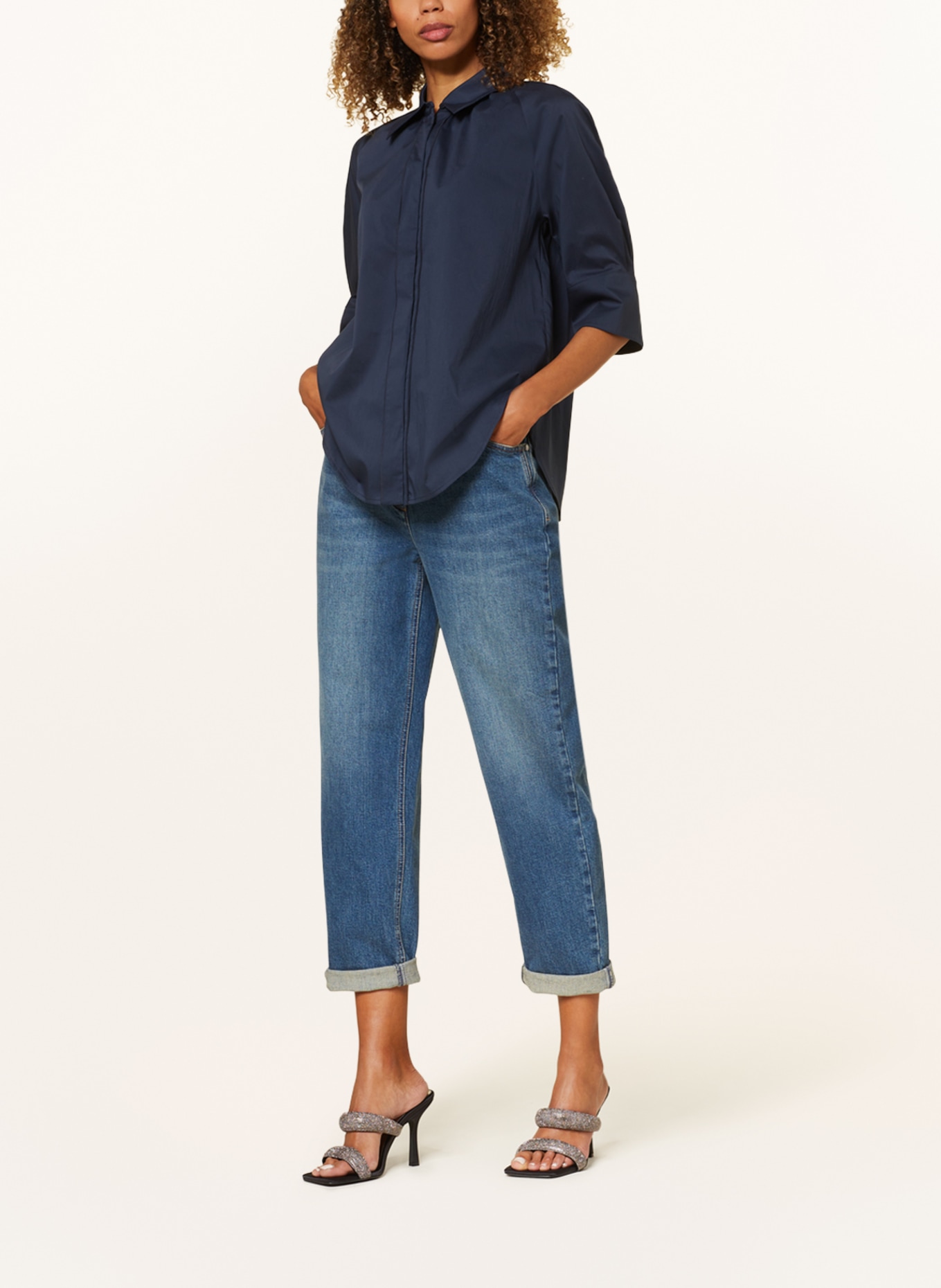 LUISA CERANO Shirt blouse with 3/4 sleeves, Color: DARK BLUE (Image 2)