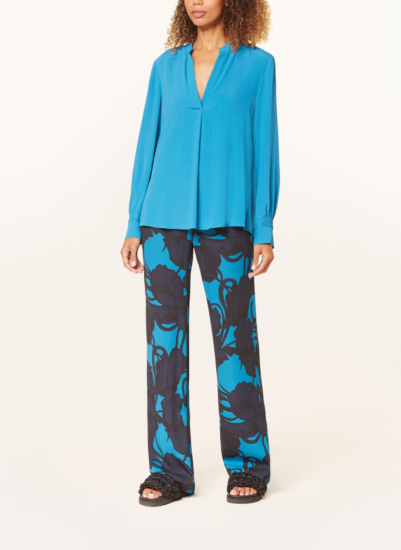 LUISA CERANO Shirt blouse with silk, Color: TURQUOISE (Image 2)