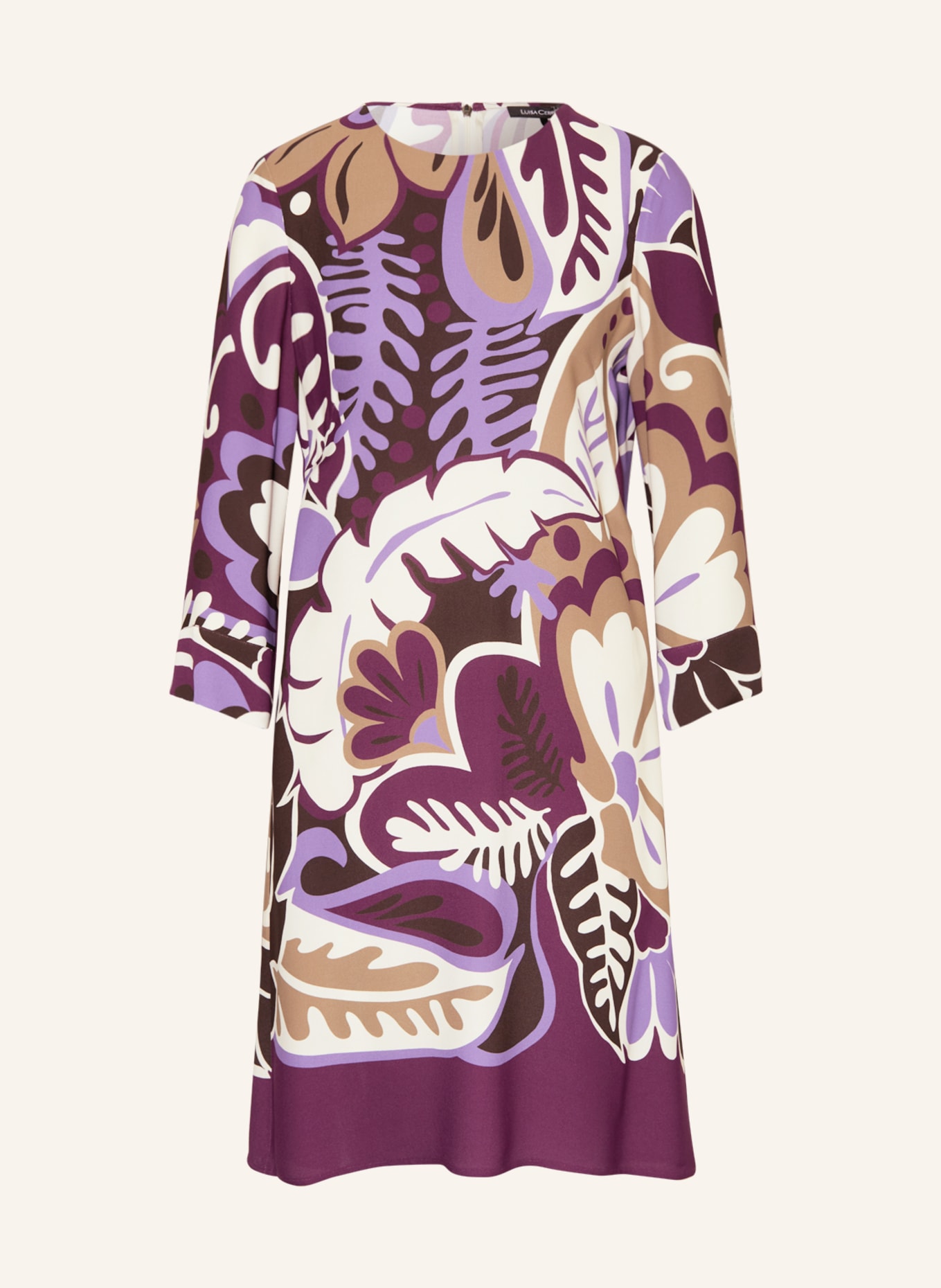 LUISA CERANO Dress with 3/4 sleeves, Color: CREAM/ BEIGE/ LIGHT PURPLE (Image 1)