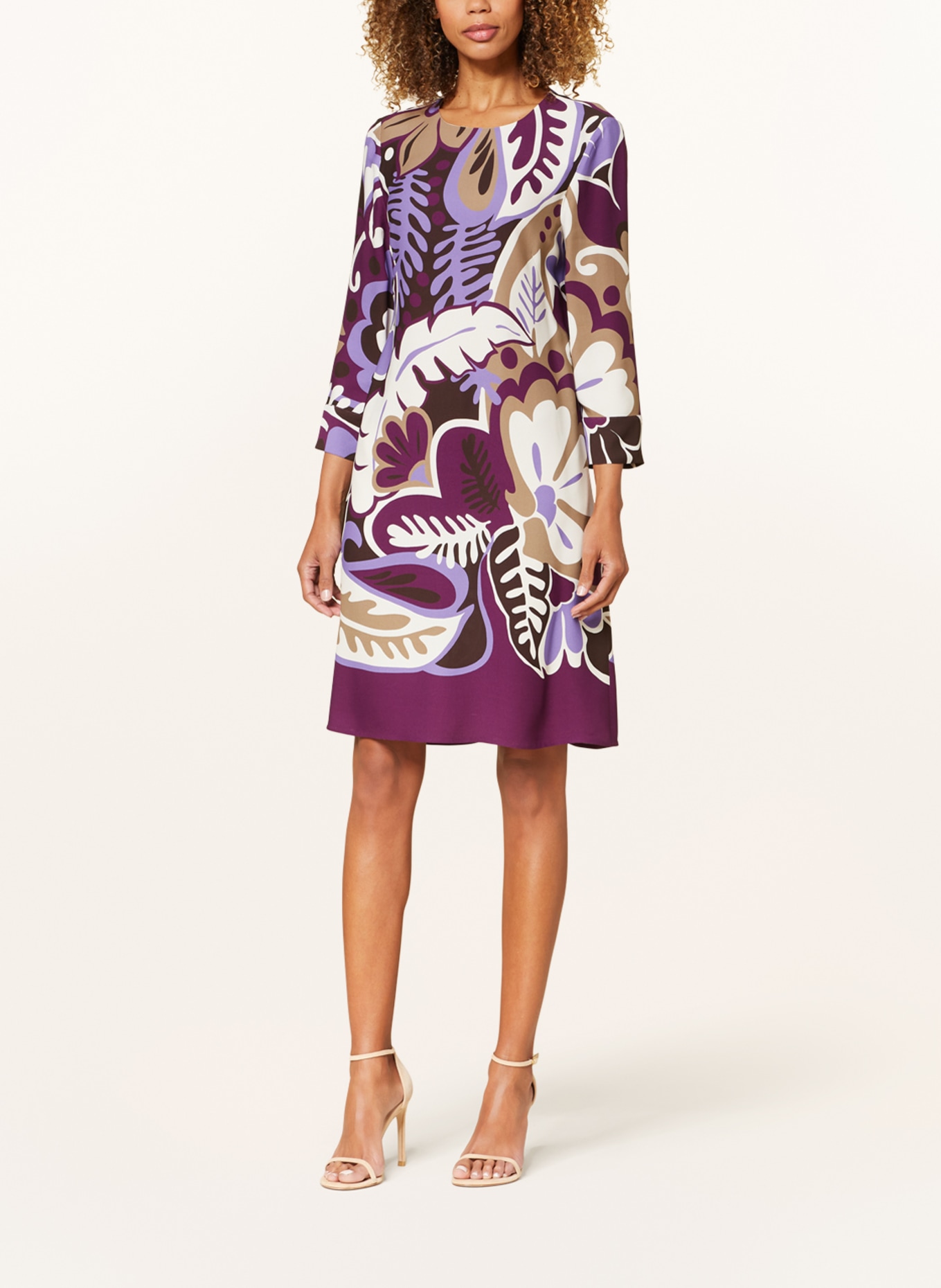 LUISA CERANO Dress with 3/4 sleeves, Color: CREAM/ BEIGE/ LIGHT PURPLE (Image 2)