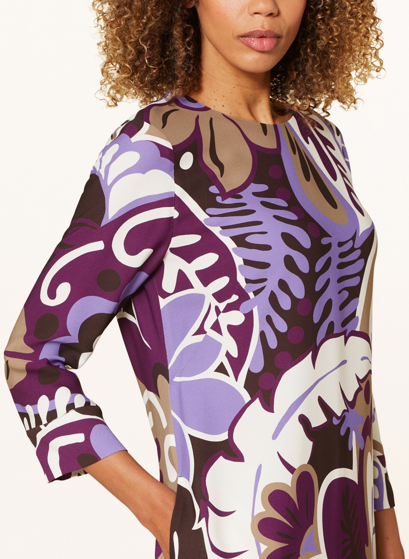 LUISA CERANO Dress with 3/4 sleeves, Color: CREAM/ BEIGE/ LIGHT PURPLE (Image 4)