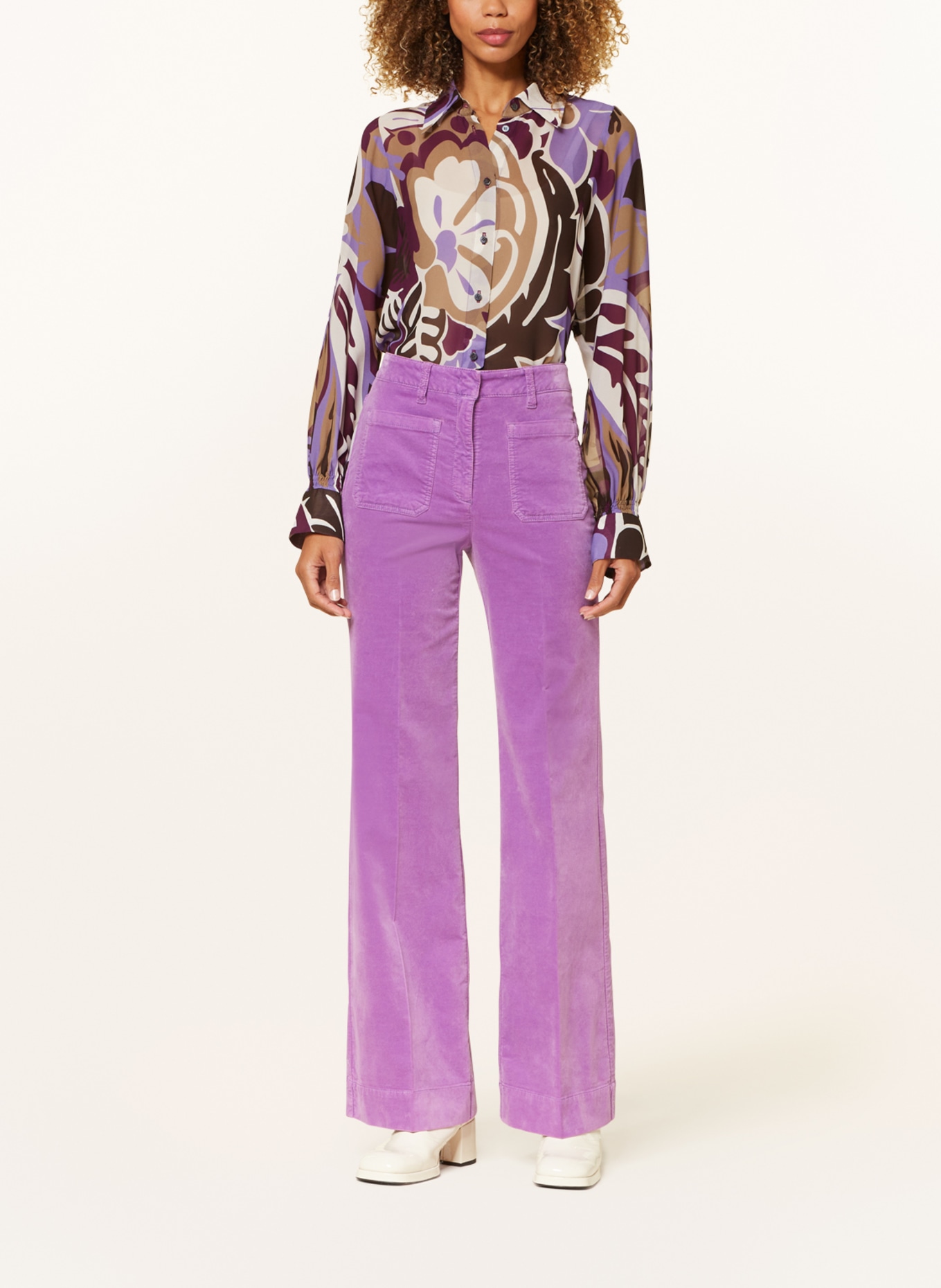 LUISA CERANO Spodnie marlena z aksamitu, Kolor: 849 soft purple (Obrazek 2)