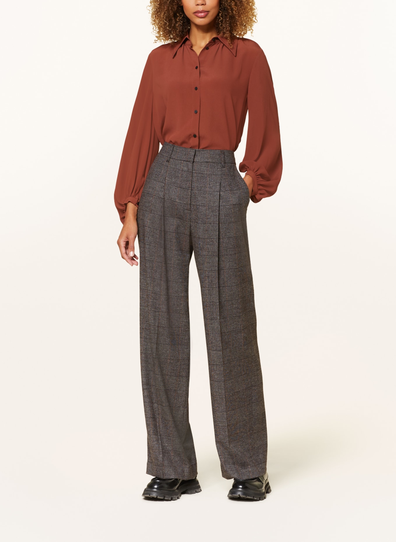 LUISA CERANO Shirt blouse with silk, Color: BROWN (Image 2)