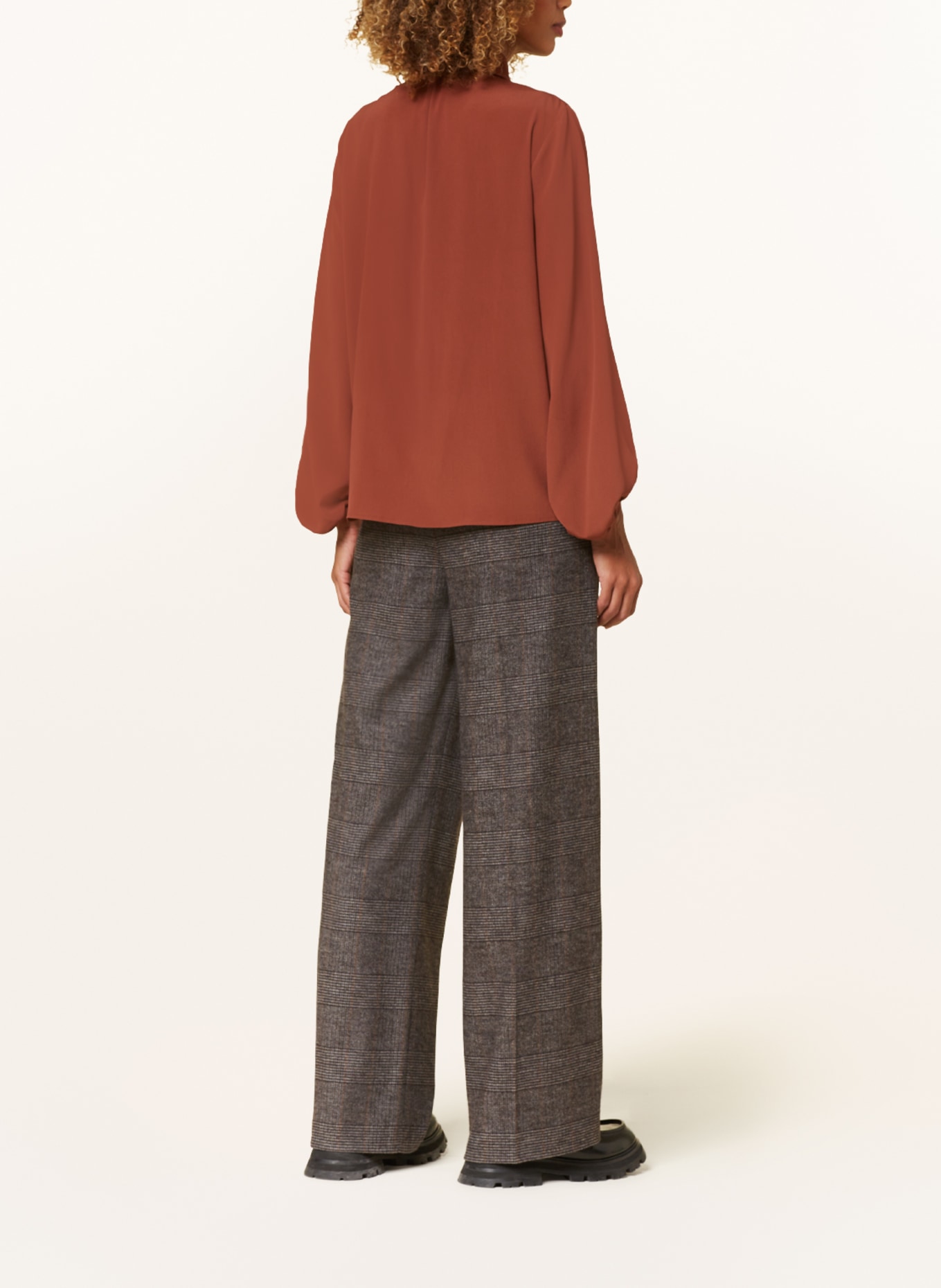 LUISA CERANO Shirt blouse with silk, Color: BROWN (Image 3)