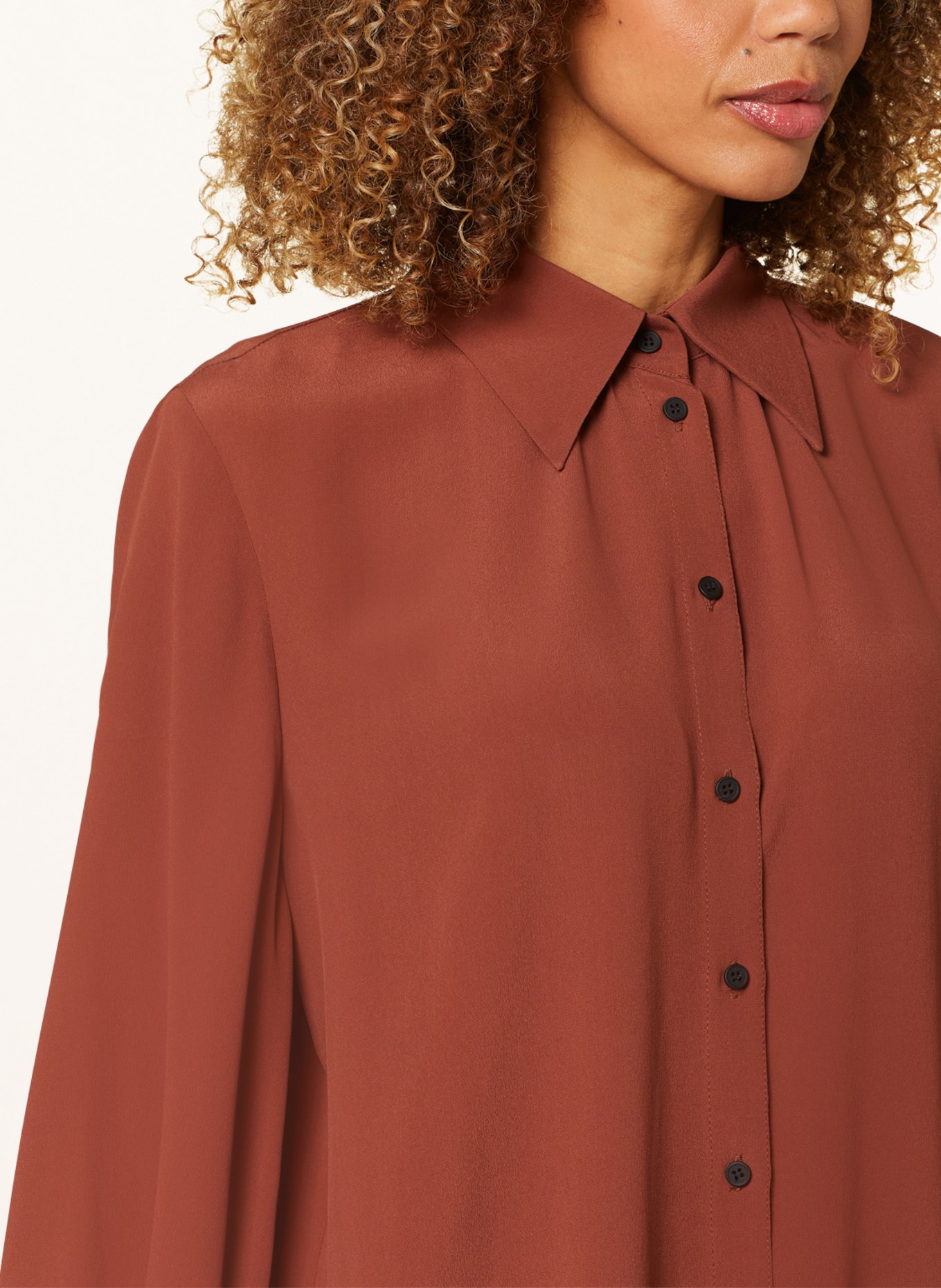 LUISA CERANO Shirt blouse with silk, Color: BROWN (Image 4)