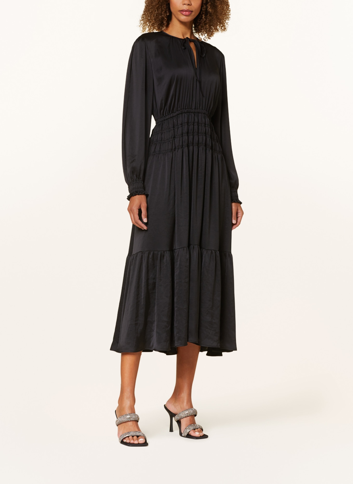 LUISA CERANO Satin dress, Color: BLACK (Image 2)