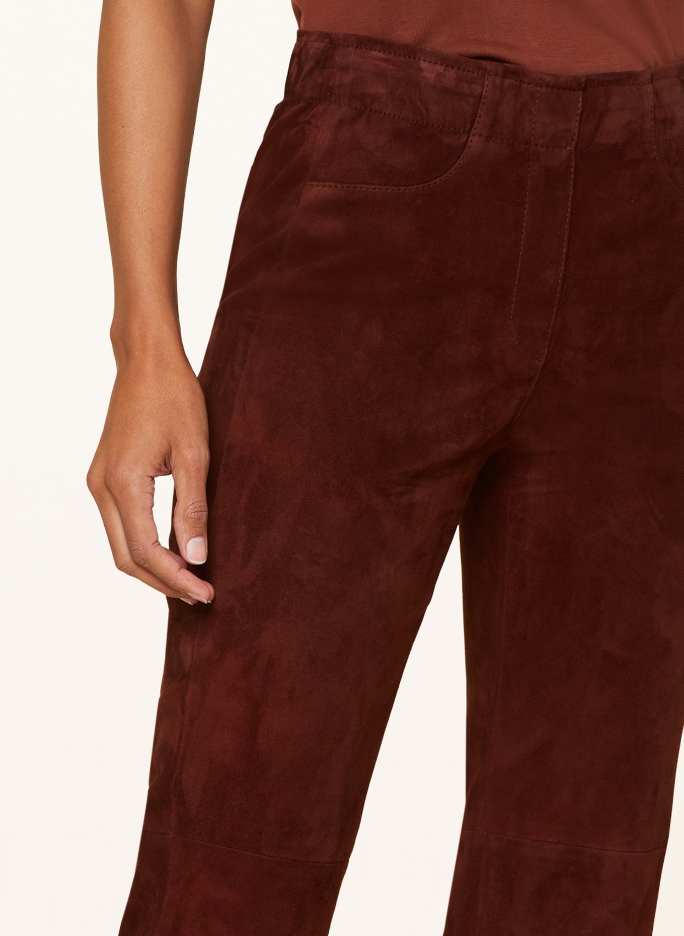 LUISA CERANO Kožené kalhoty, Barva: HNĚDÁ (Obrázek 5)
