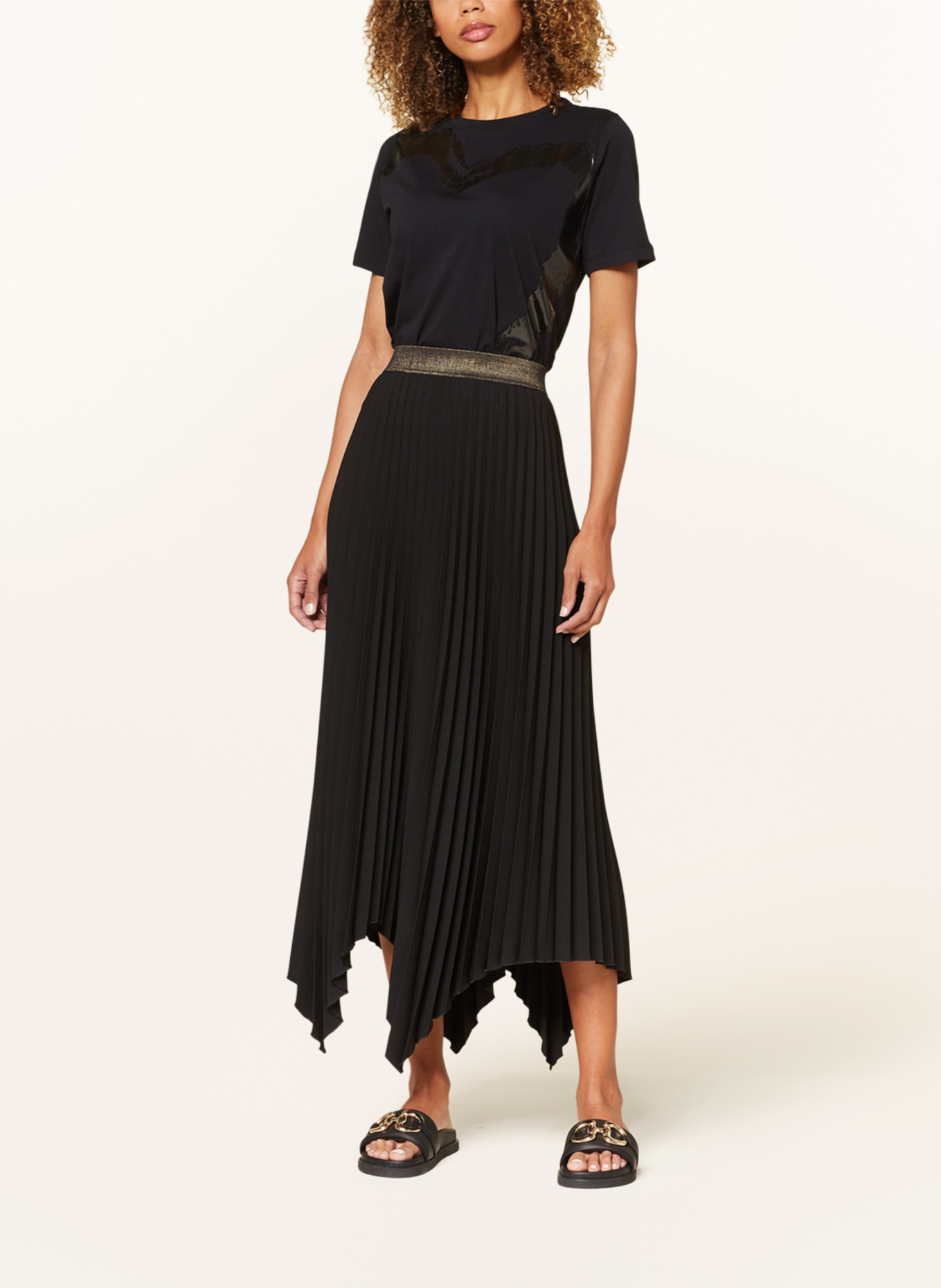 LUISA CERANO Pleated skirt with glitter thread, Color: BLACK (Image 2)