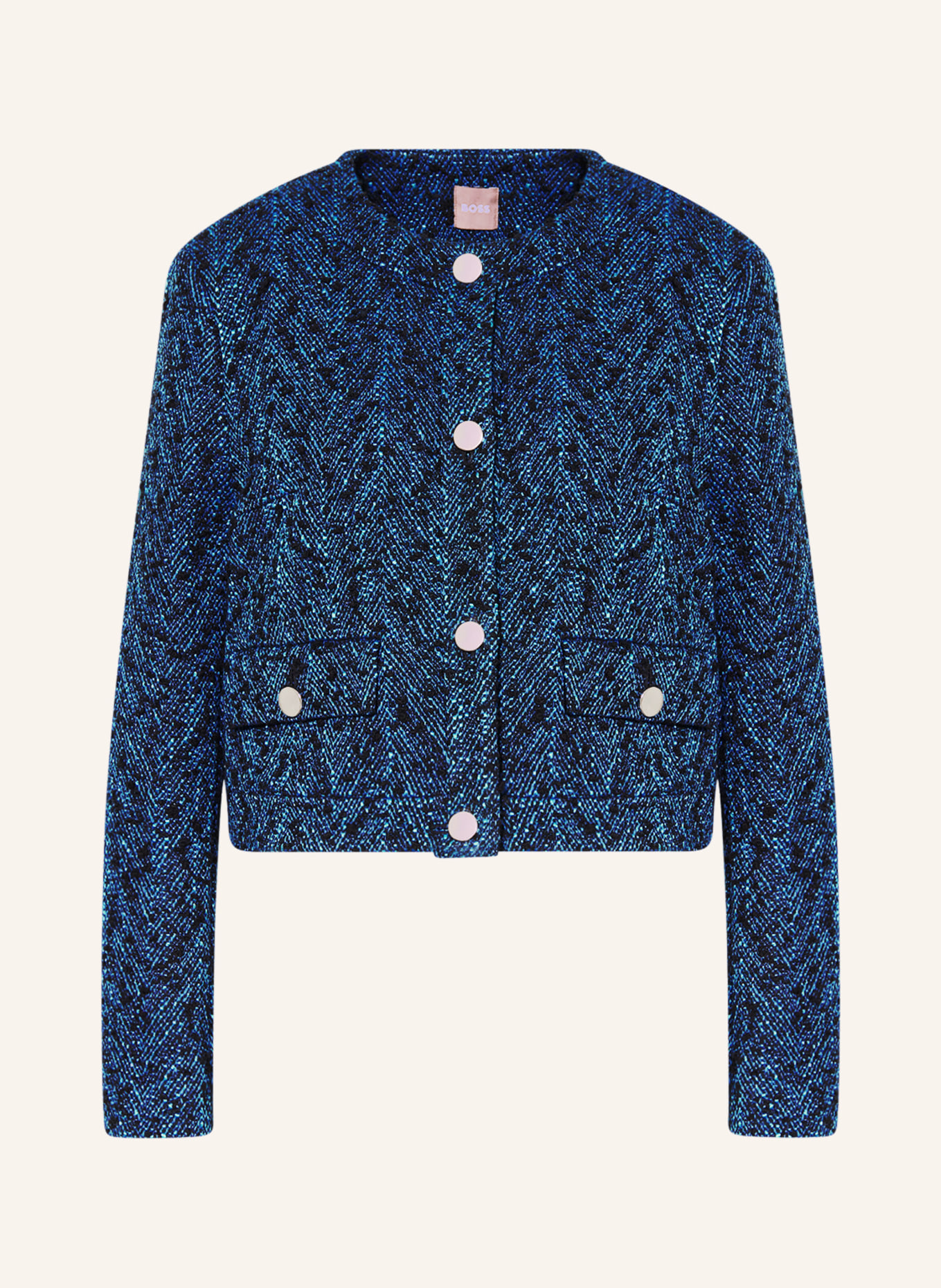 BOSS Bouclé jacket JANOA 2, Color: BLACK/ BLUE (Image 1)