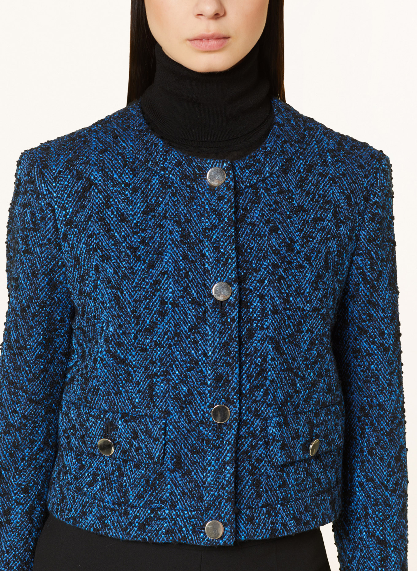 BOSS Bouclé jacket JANOA 2, Color: BLACK/ BLUE (Image 4)