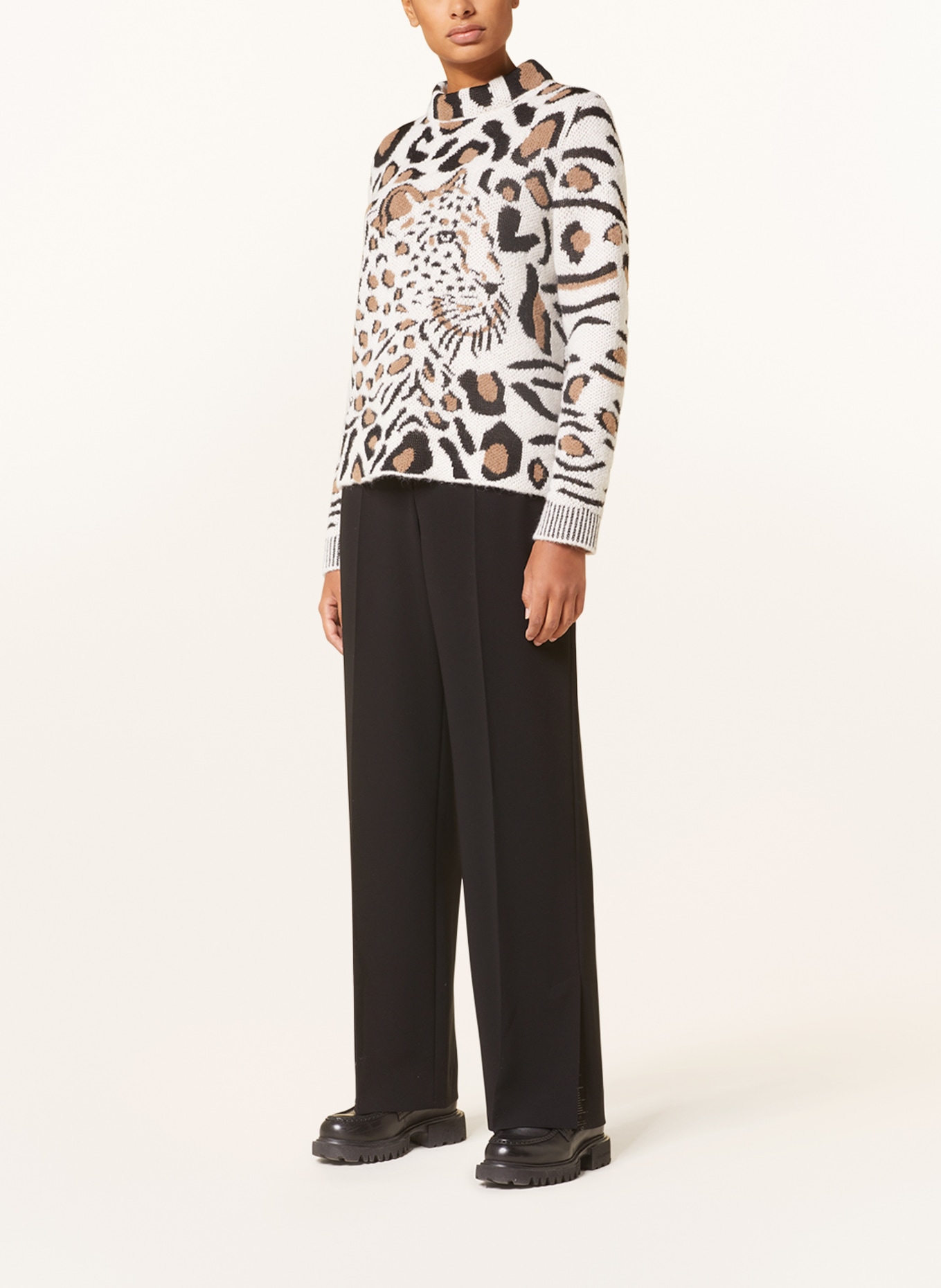 MARC CAIN Sweater, Color: WHITE/ BLACK/ TAUPE (Image 2)