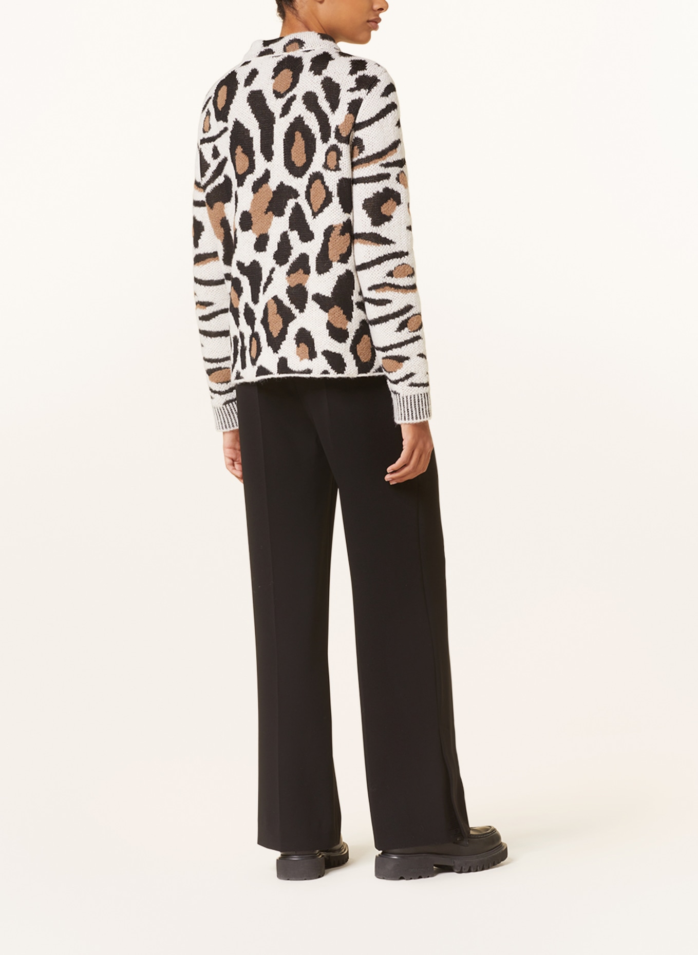MARC CAIN Sweater, Color: WHITE/ BLACK/ TAUPE (Image 3)