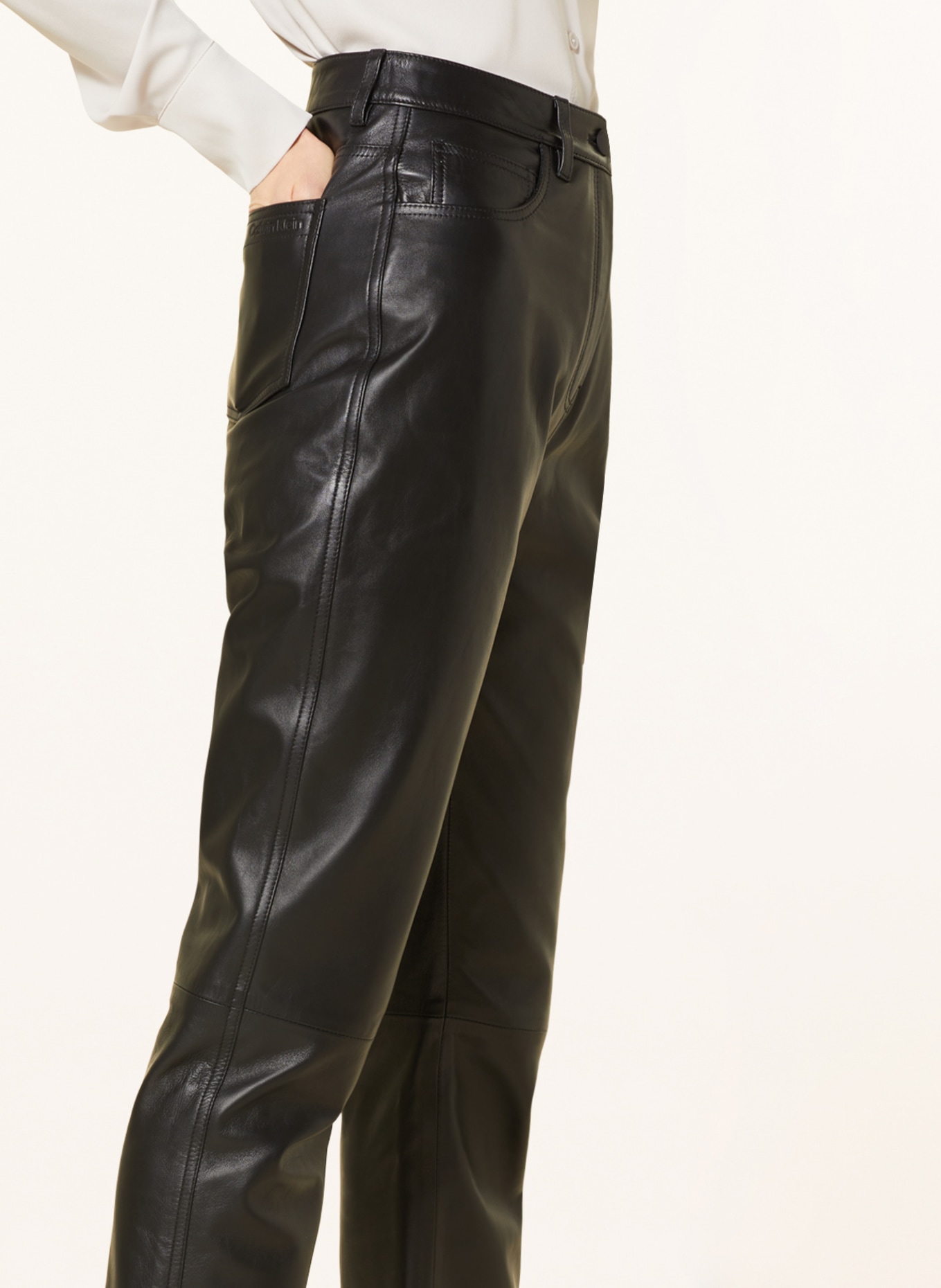 Calvin Klein Spodnie skórzane, Kolor: CZARNY (Obrazek 5)