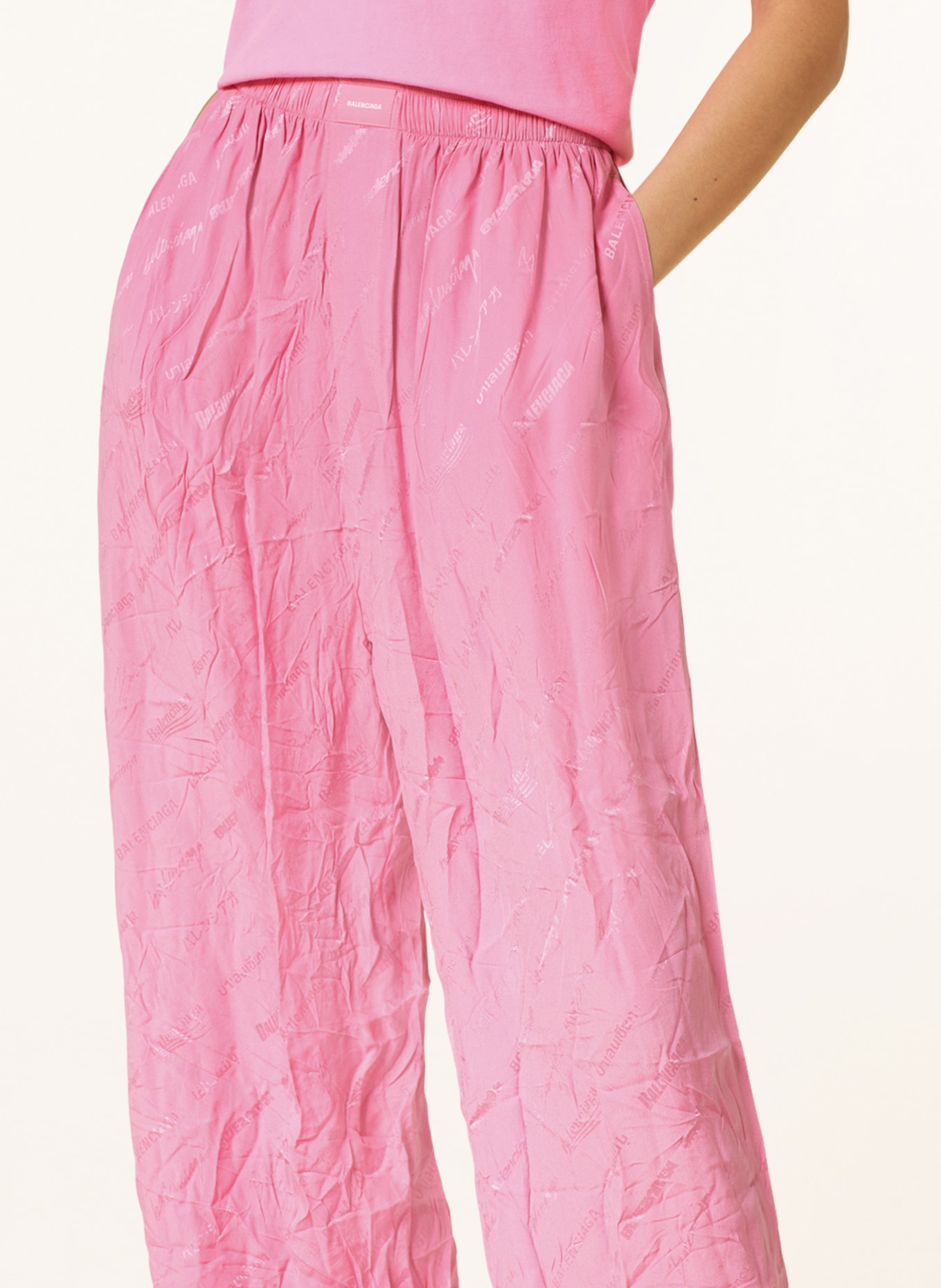 BALENCIAGA Spodnie z jedwabiu, Kolor: MOCNORÓŻOWY (Obrazek 5)