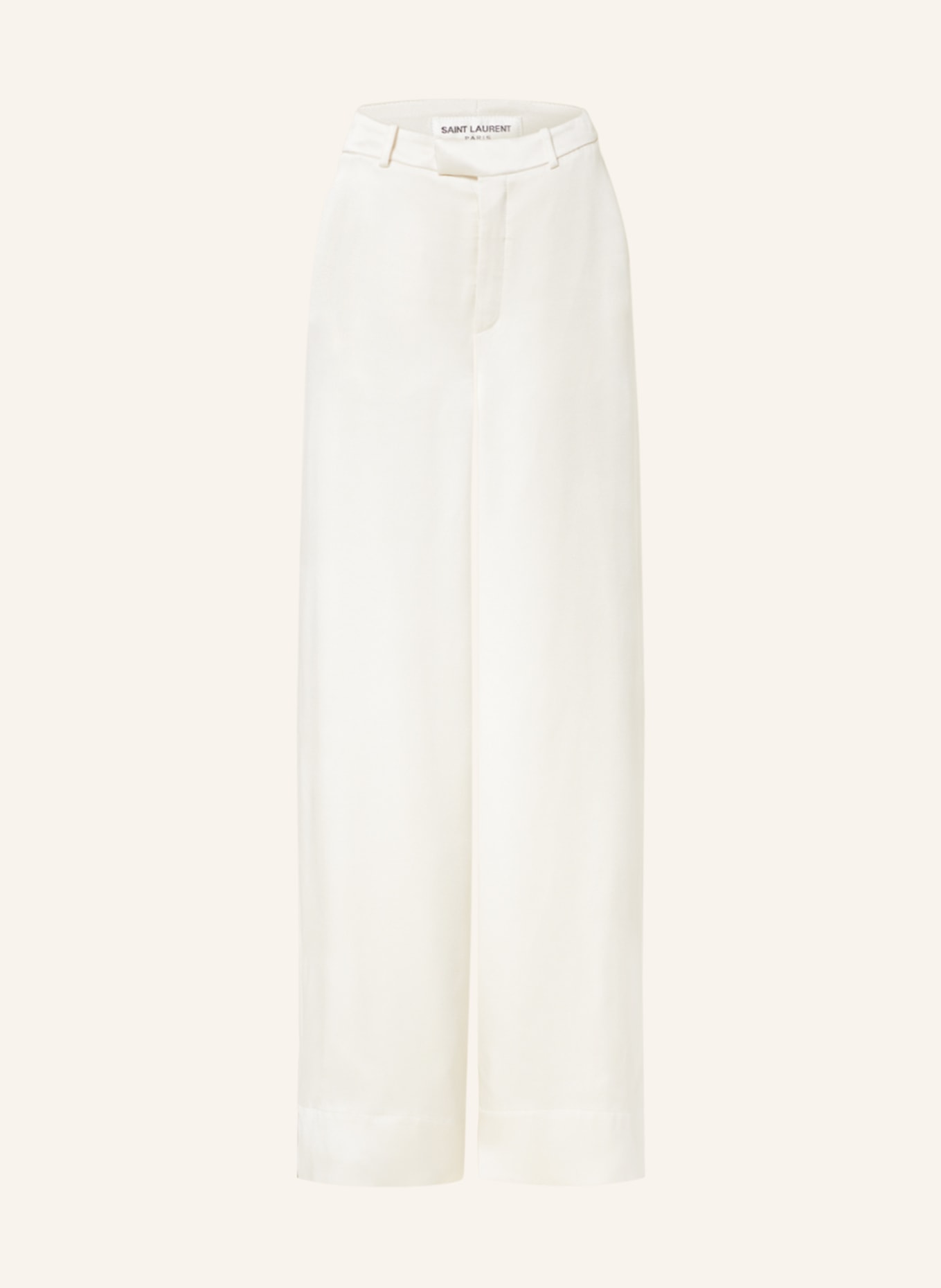 SAINT LAURENT Spodnie marlena z satyny, Kolor: KREMOWY (Obrazek 1)
