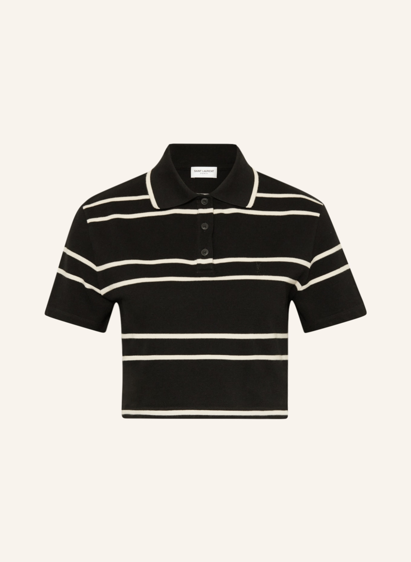 SAINT LAURENT Piqué-Poloshirt, Farbe: SCHWARZ/ CREME (Bild 1)