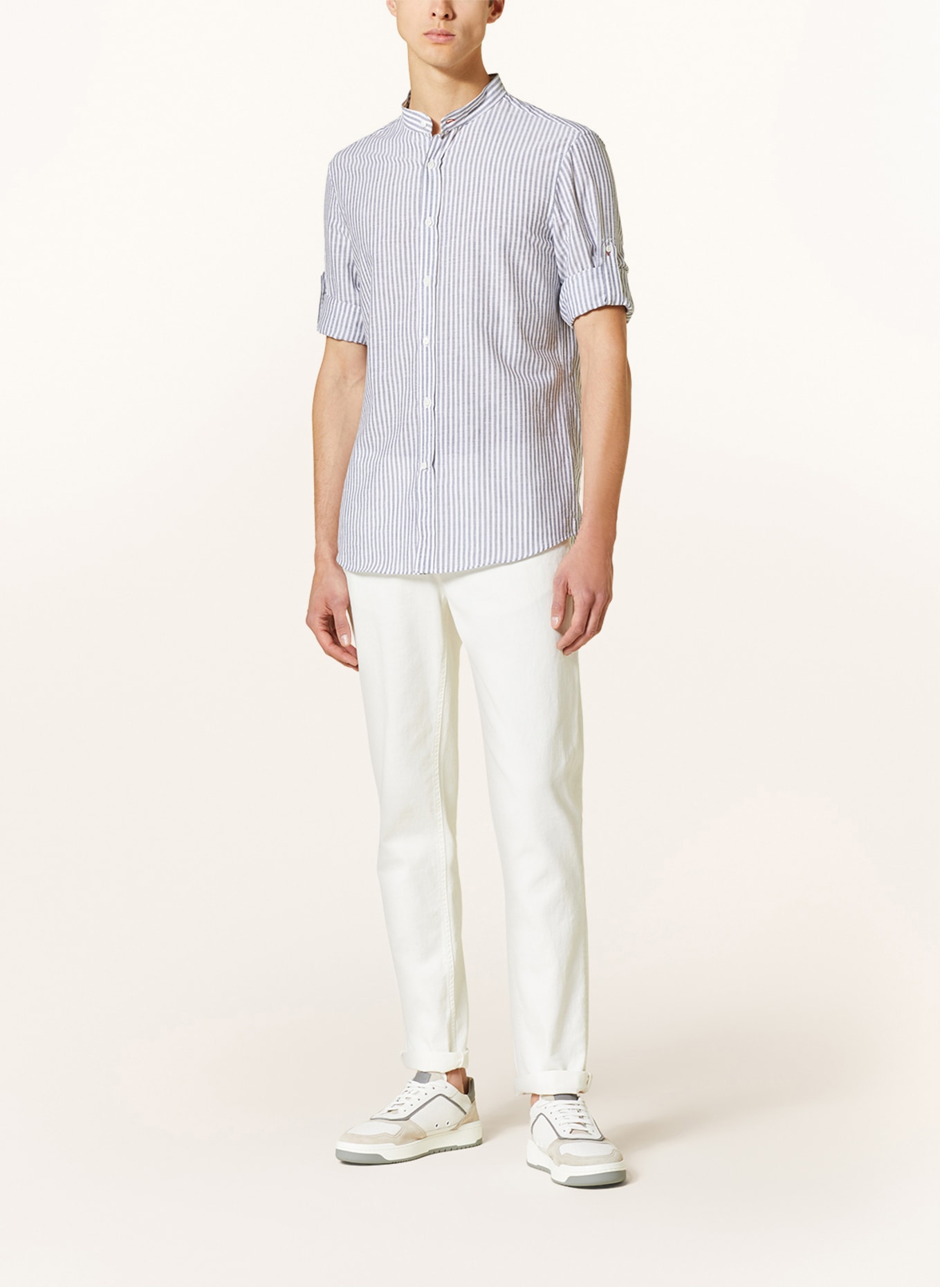 BRUNELLO CUCINELLI Shirt easy fit with linen, Color: WHITE/ BLUE (Image 2)