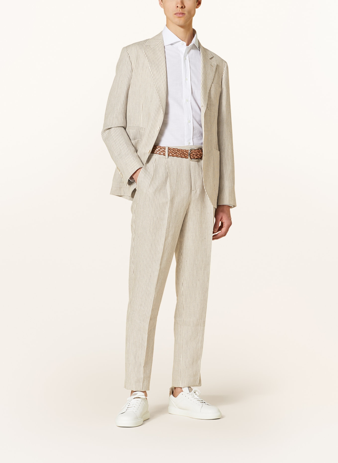 BRUNELLO CUCINELLI Anzug Slim Fit mit Leinen, Farbe: CREME/ DUNKELBRAUN (Bild 2)