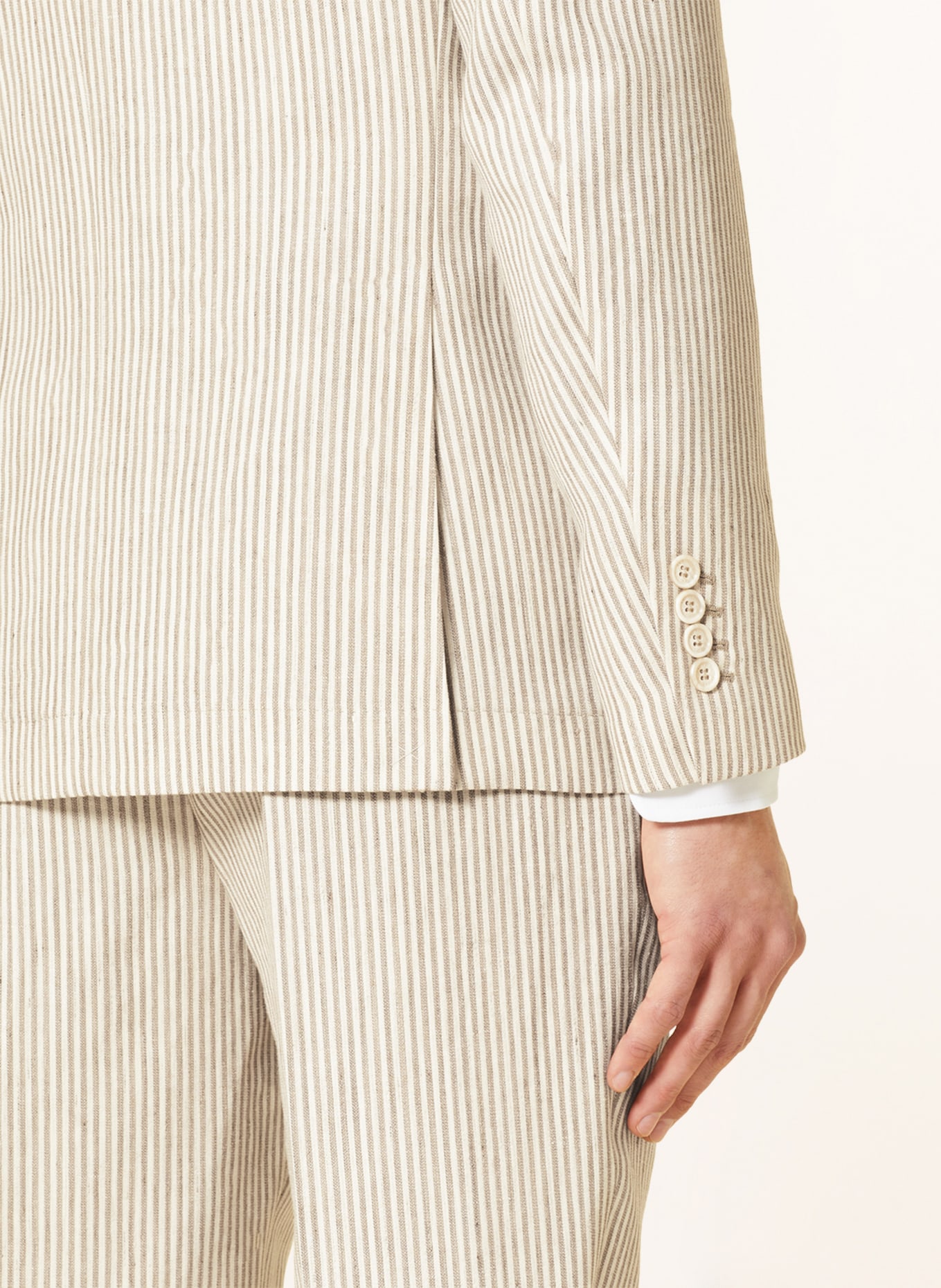 BRUNELLO CUCINELLI Anzug Slim Fit mit Leinen, Farbe: CREME/ DUNKELBRAUN (Bild 6)