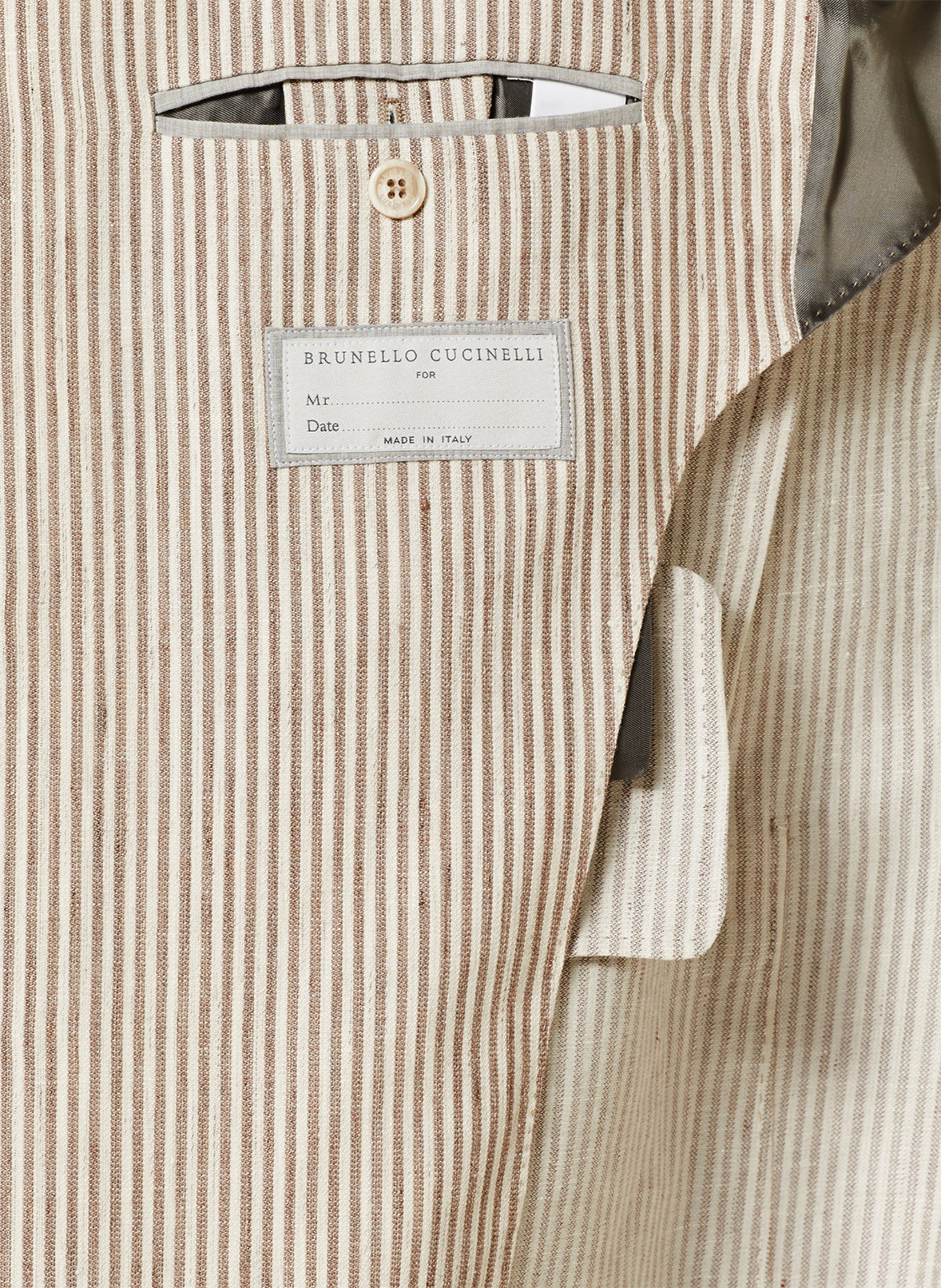 BRUNELLO CUCINELLI Anzug Slim Fit mit Leinen, Farbe: CREME/ DUNKELBRAUN (Bild 8)