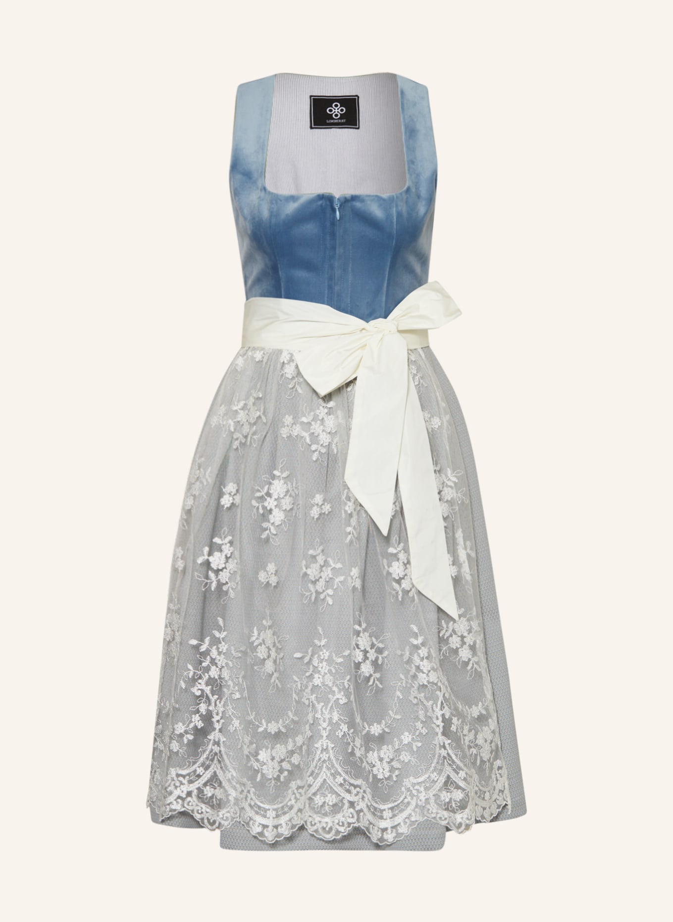 LIMBERRY Sukienka bawarska RUTH z koronką, Kolor: JASNONIEBIESKI/ KREMOWY (Obrazek 1)
