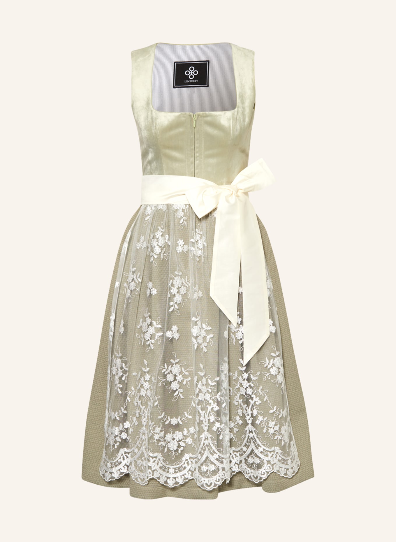 LIMBERRY Sukienka bawarska RUTH z koronką, Kolor: JASNOZIELONY/ BEŻOWY (Obrazek 1)