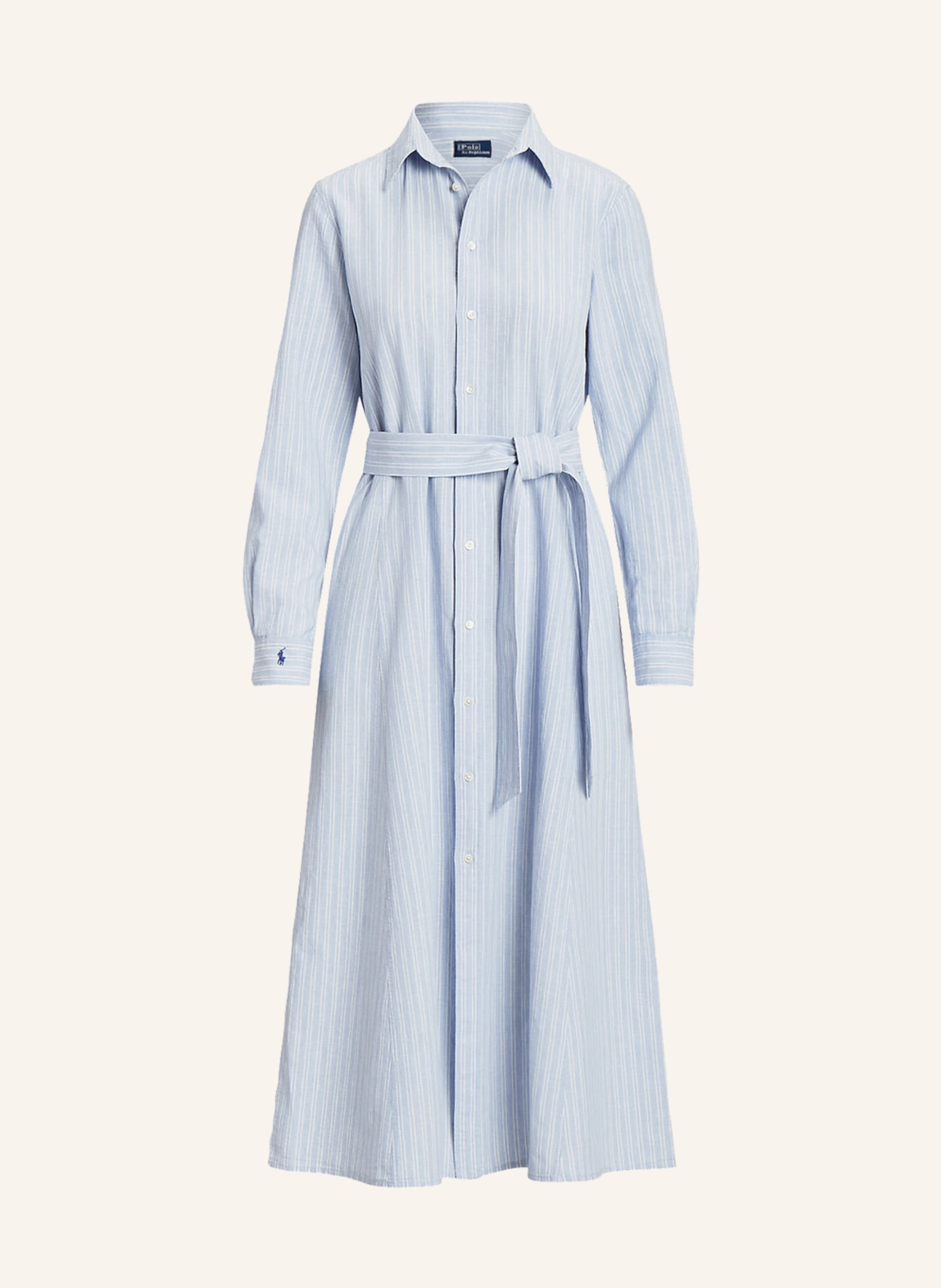 POLO RALPH LAUREN Shirt dress with linen, Color: LIGHT BLUE/ WHITE(Image null)