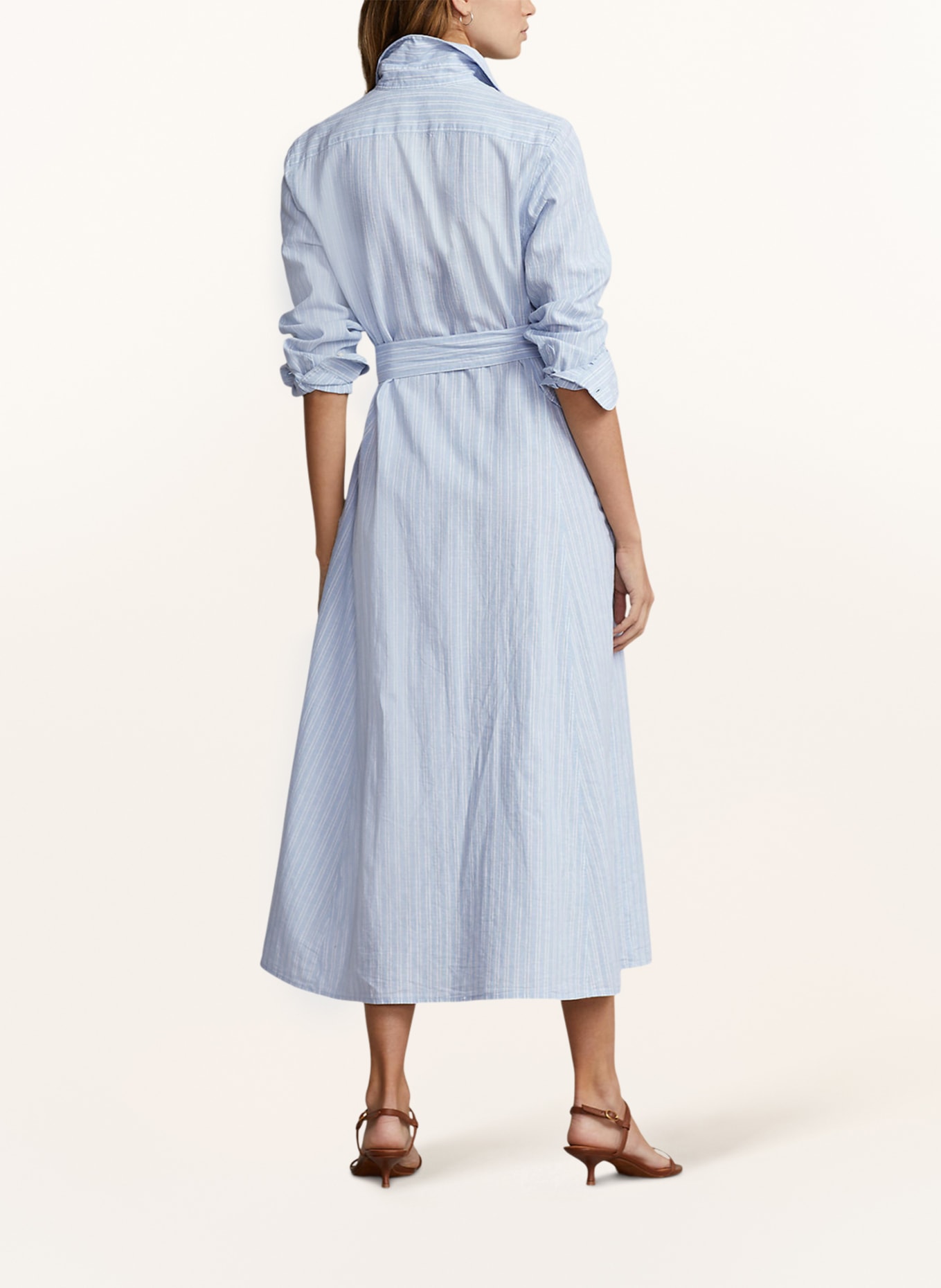 POLO RALPH LAUREN Shirt dress with linen, Color: LIGHT BLUE/ WHITE (Image 3)