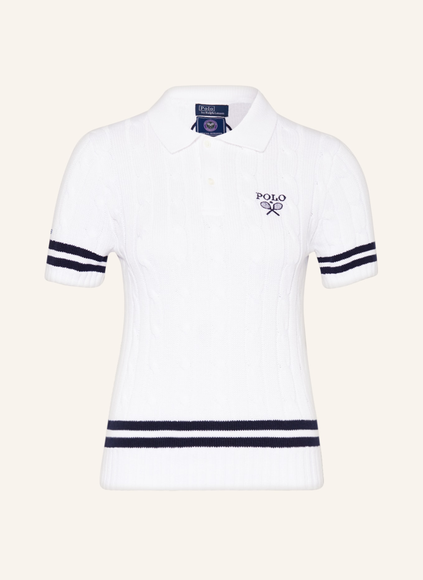 POLO RALPH LAUREN Knitted polo shirt, Color: WHITE/ DARK BLUE (Image 1)