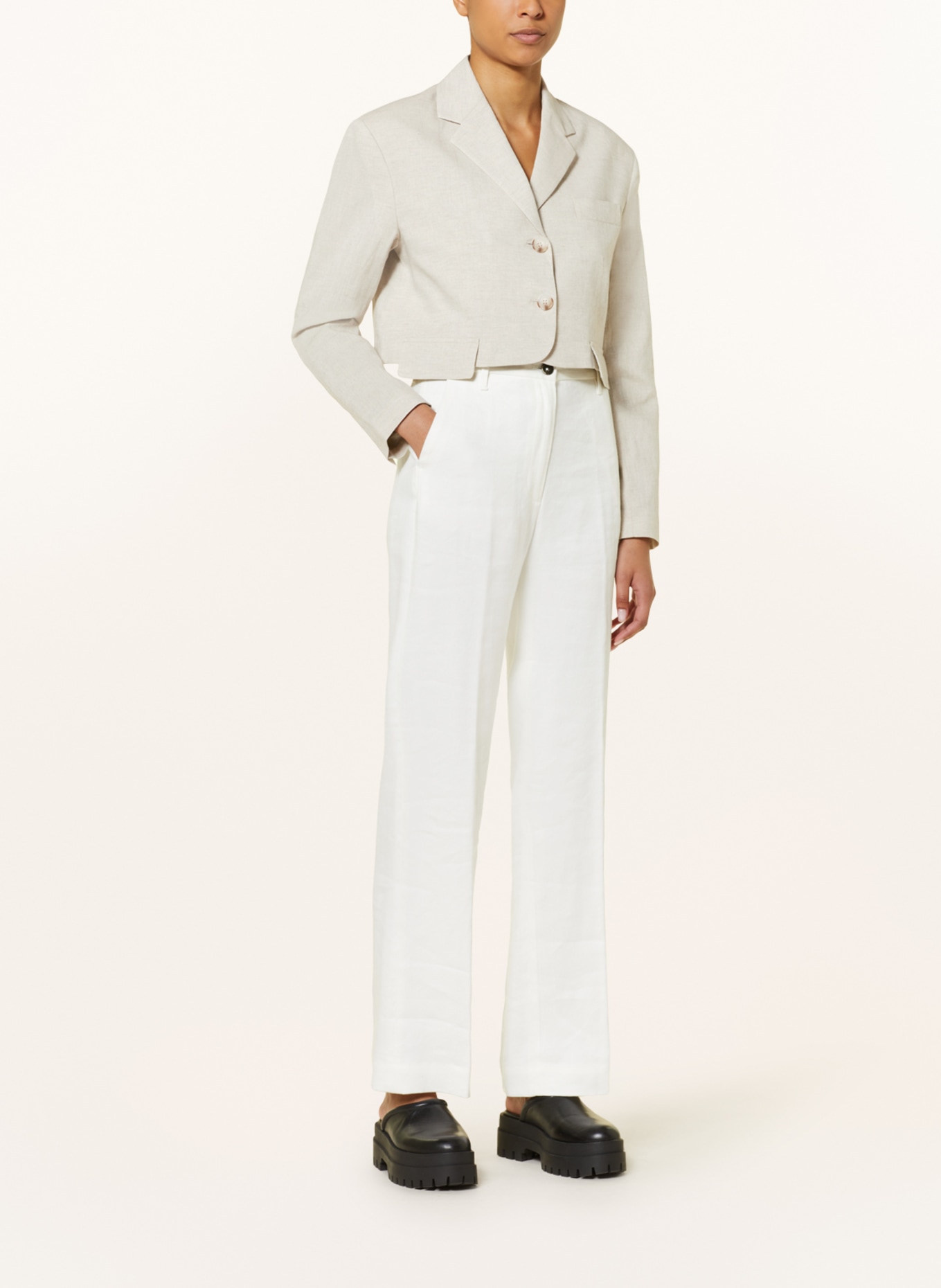 by Aylin Koenig Cropped blazer MARLENE with linen, Color: ECRU (Image 2)