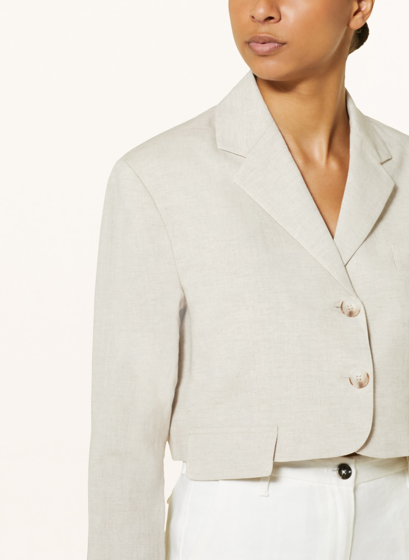 by Aylin Koenig Cropped blazer MARLENE with linen, Color: ECRU (Image 4)