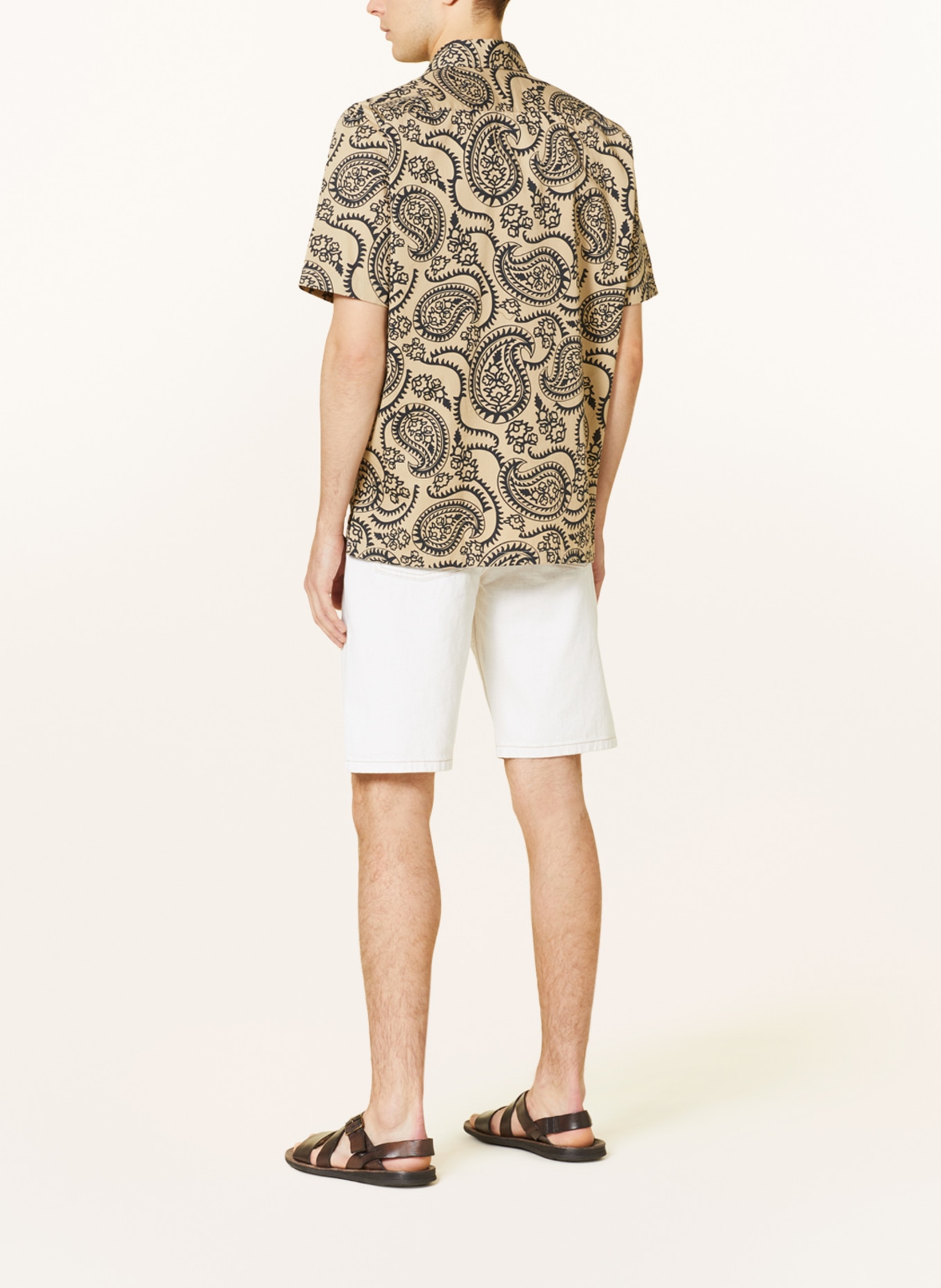 Marc O'Polo Short sleeve shirt regular fit, Color: BEIGE/ BLACK (Image 3)