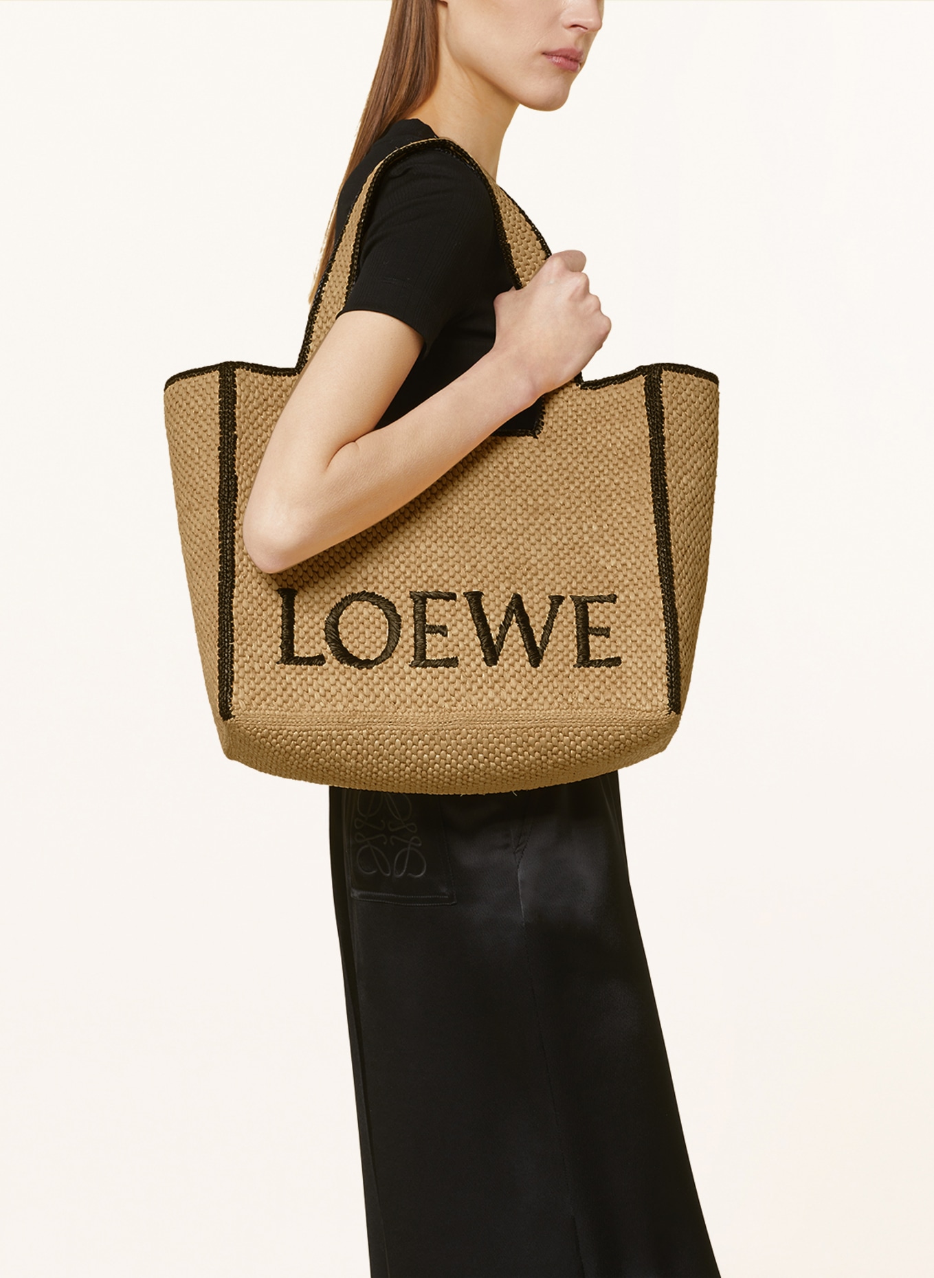 LOEWE Shopper FONT TOTE LARGE, Farbe: HELLBRAUN/ SCHWARZ (Bild 4)