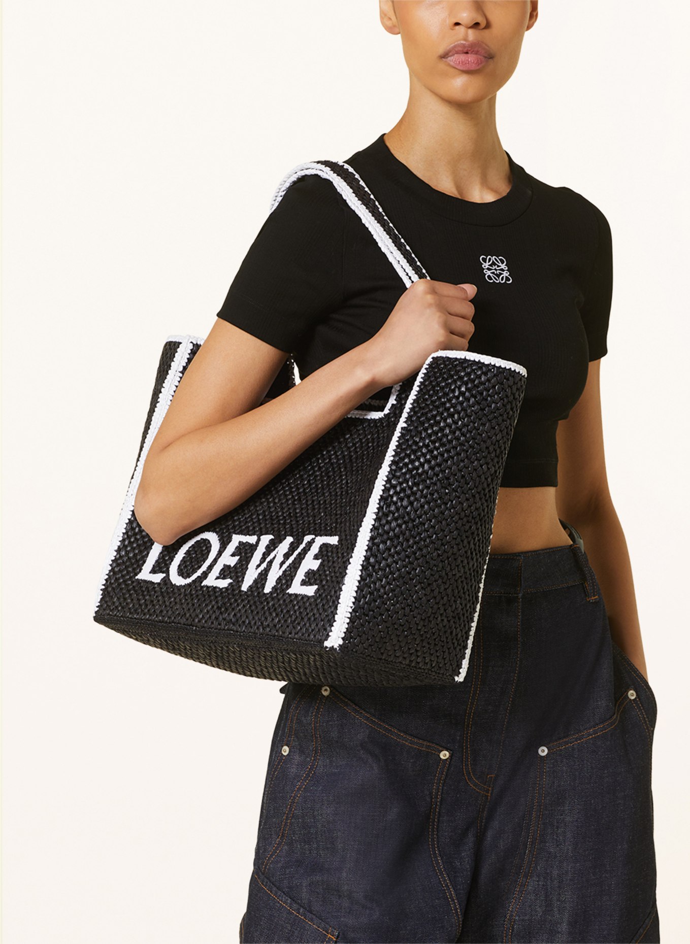 LOEWE Shopper FONT TOTE LARGE, Color: BLACK/ WHITE (Image 4)