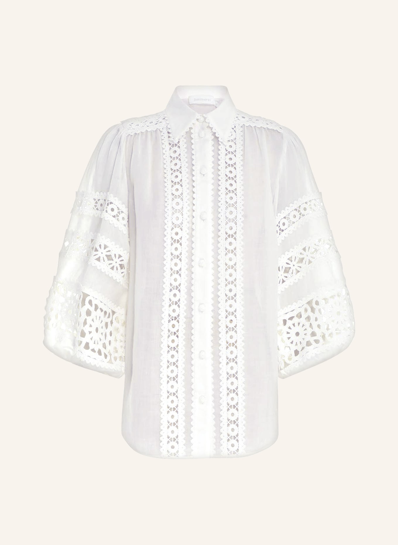 ZIMMERMANN Shirt blouse DEVI with lace, Color: ECRU (Image 1)