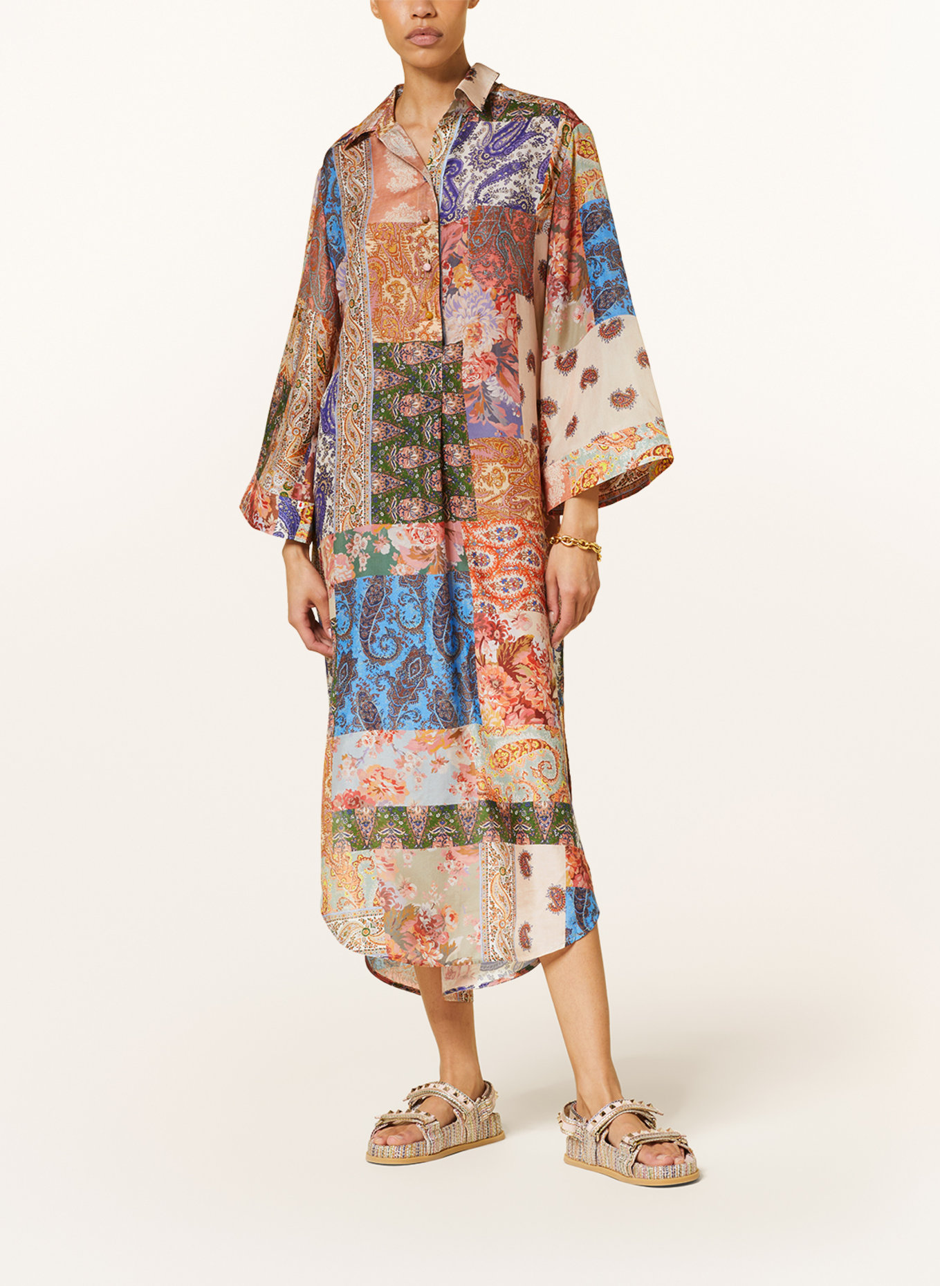 ZIMMERMANN Dress DEVI made of silk, Color: BEIGE/ GREEN/ BLUE (Image 2)