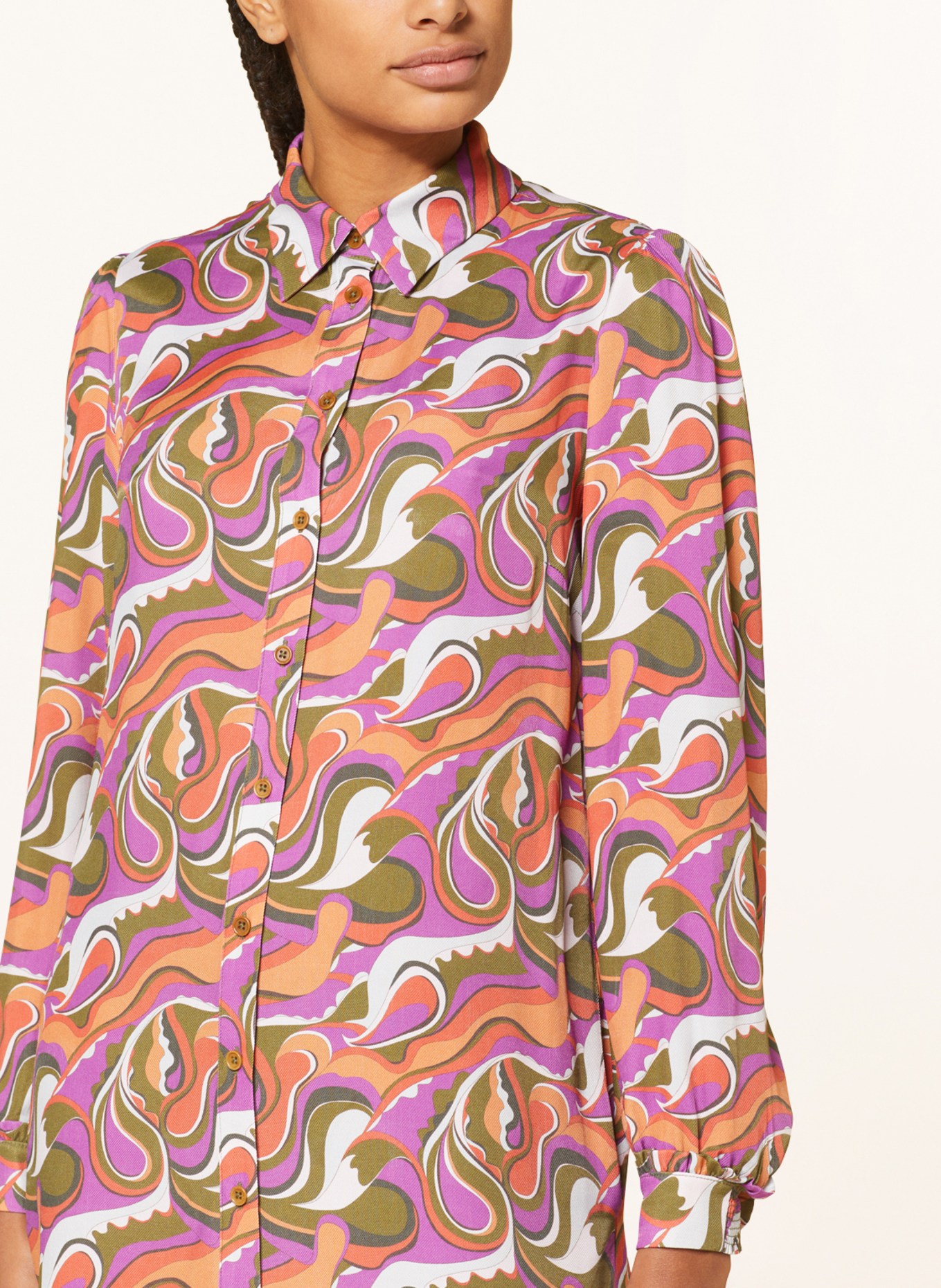 MOS MOSH Shirt dress MMHEWIS, Color: OLIVE/ FUCHSIA/ ORANGE (Image 4)