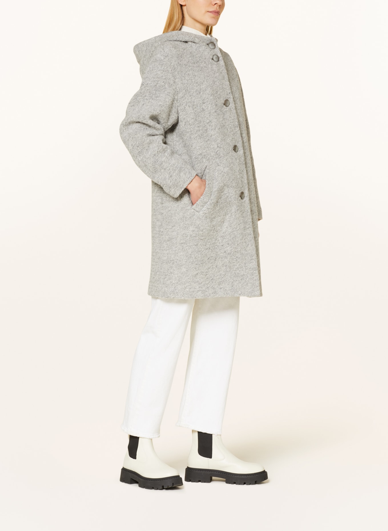 CINQUE Bouclé coat CIMIRI, Color: LIGHT GRAY (Image 4)