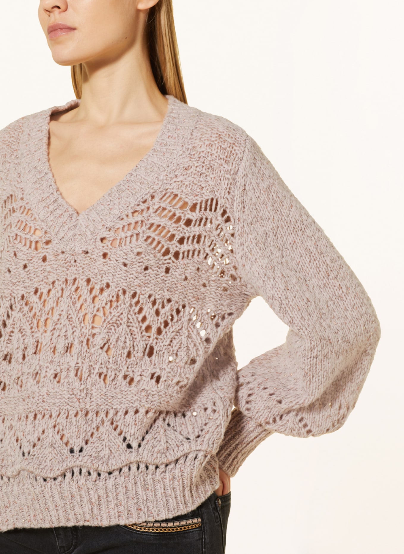 MOS MOSH Oversized sweater LIVIA with glitter thread, Color: ROSE (Image 4)