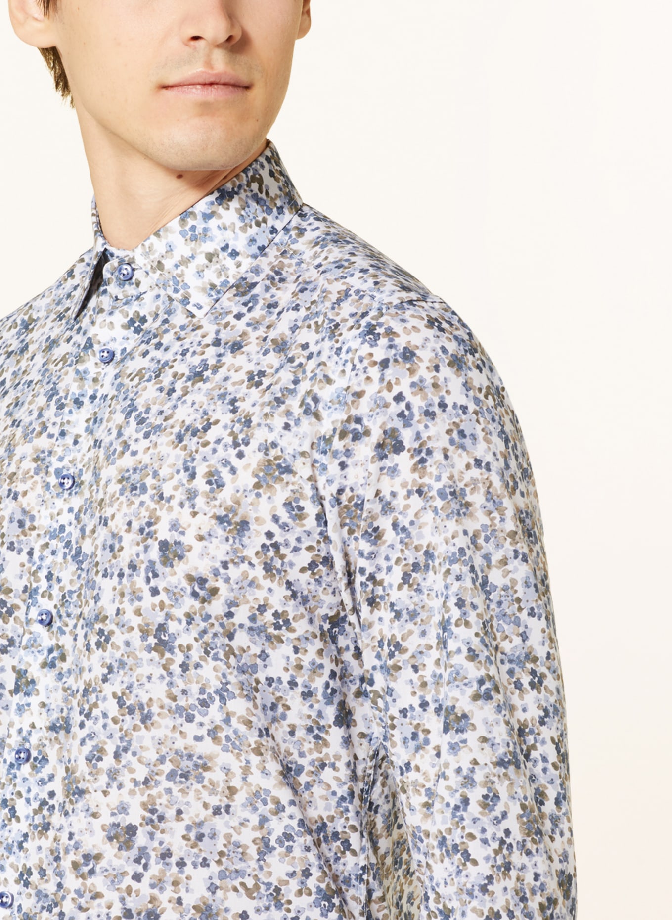 SAND COPENHAGEN Shirt IVER2 slim fit, Color: WHITE/ BLUE/ BROWN (Image 4)