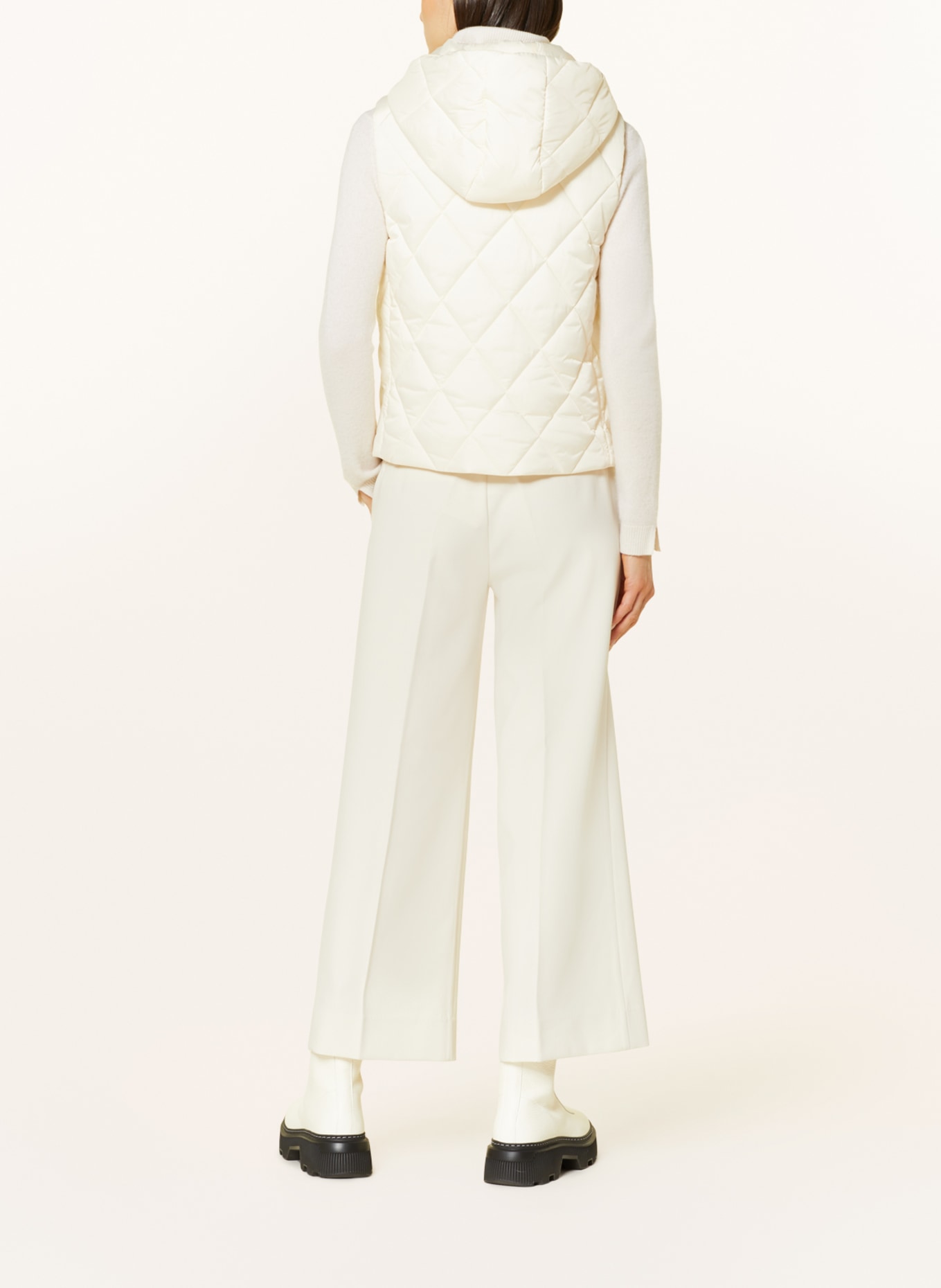 s.Oliver BLACK LABEL Steppweste mit abnehmbarer Kapuze in ecru