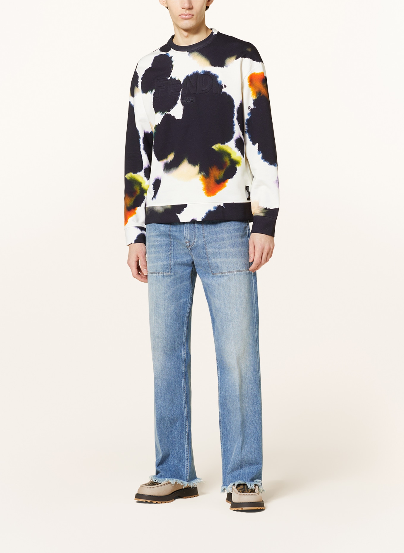 FENDI Sweatshirt, Color: WHITE/ BLACK/ DARK YELLOW (Image 2)