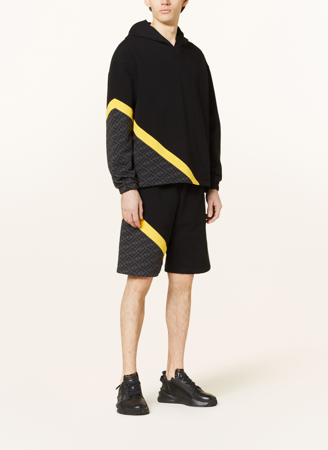 FENDI Sweat shorts, Color: BLACK/ GRAY/ YELLOW (Image 2)