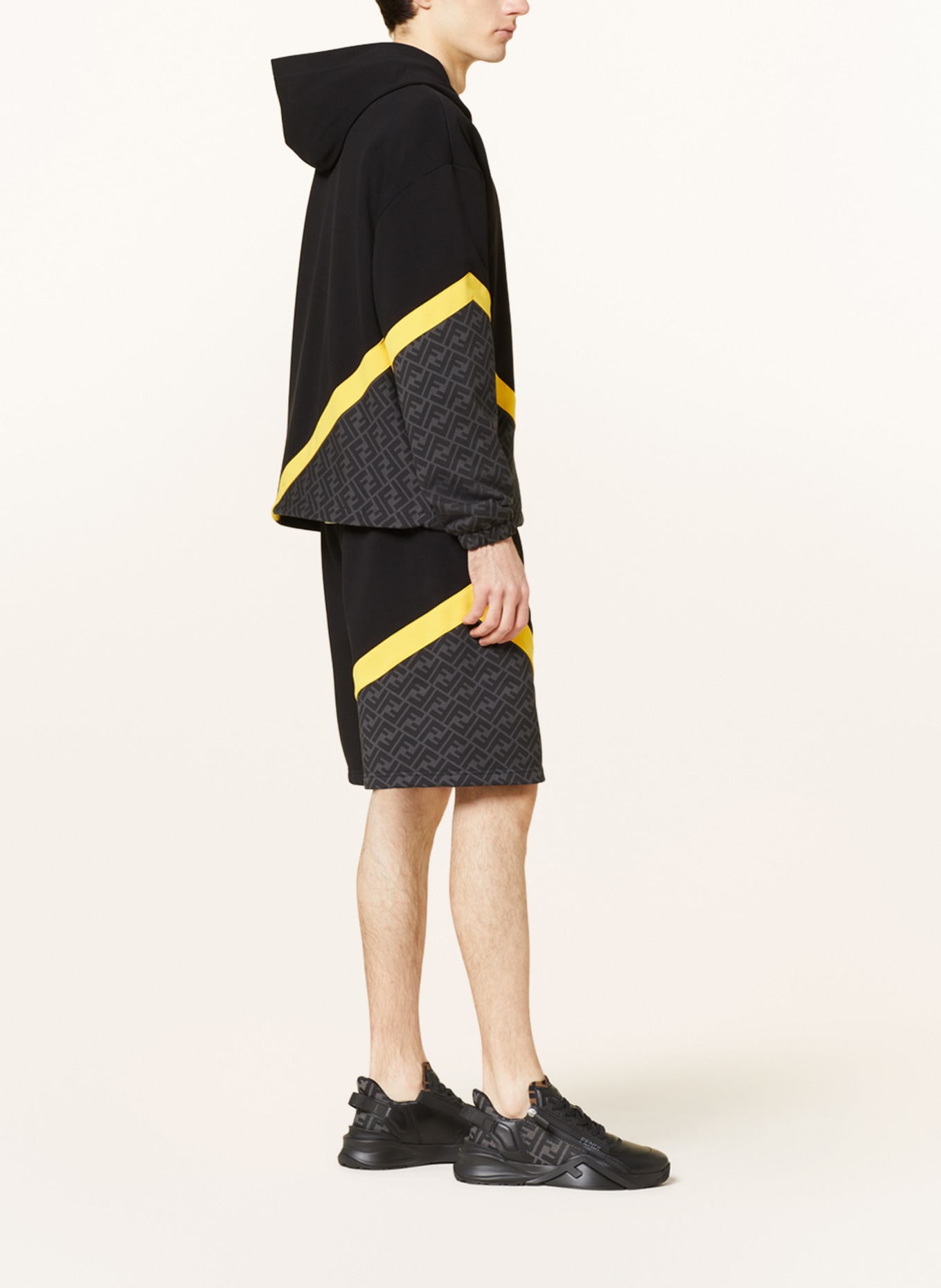 FENDI Sweat shorts, Color: BLACK/ GRAY/ YELLOW (Image 4)