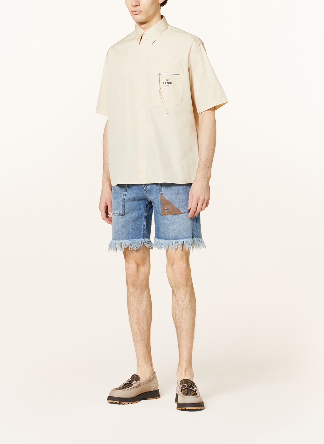 FENDI Koszula z krótkim rękawem comfort fit, Kolor: KREMOWY (Obrazek 2)