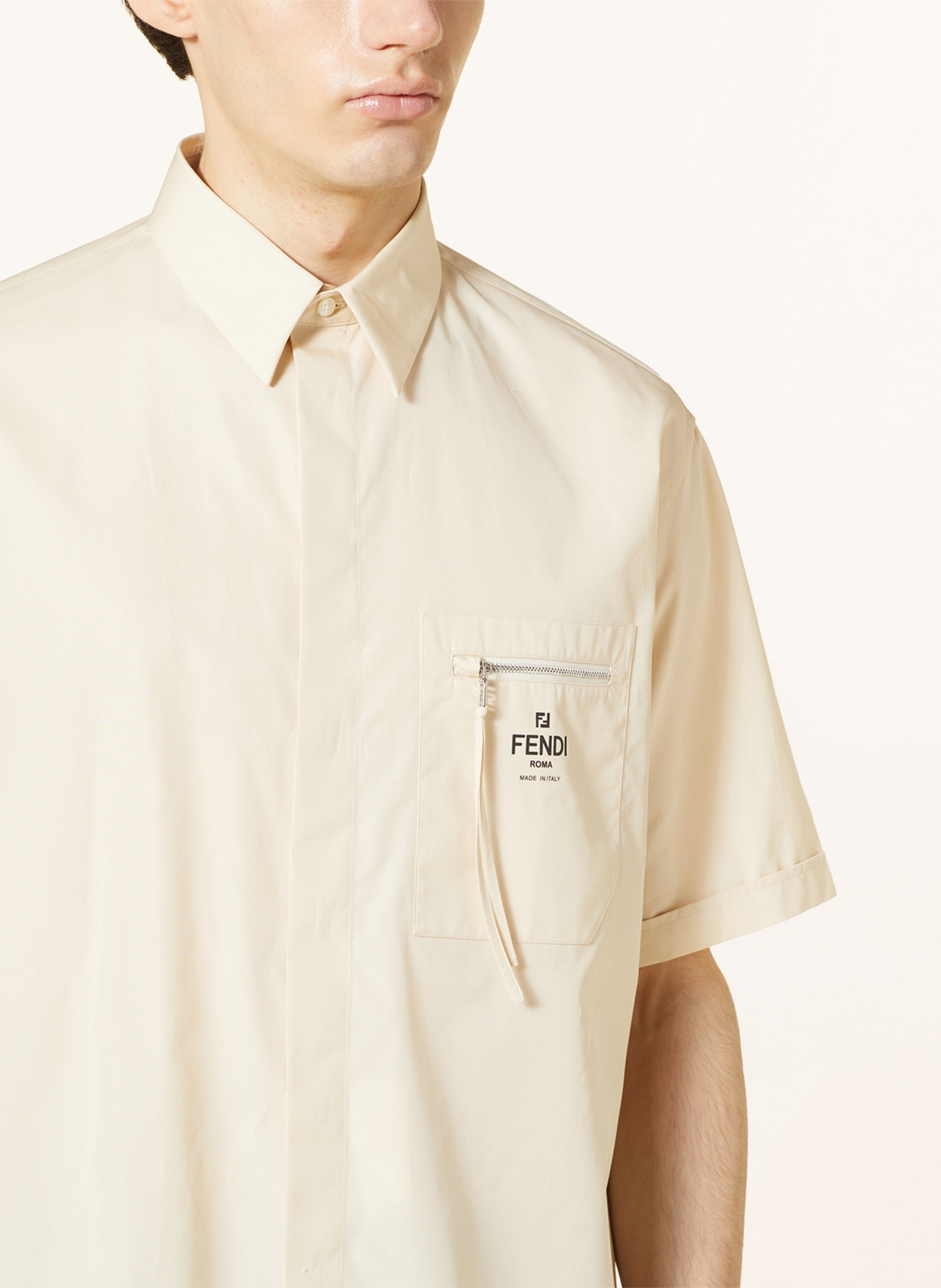 FENDI Short sleeve shirt comfort fit, Color: CREAM (Image 4)
