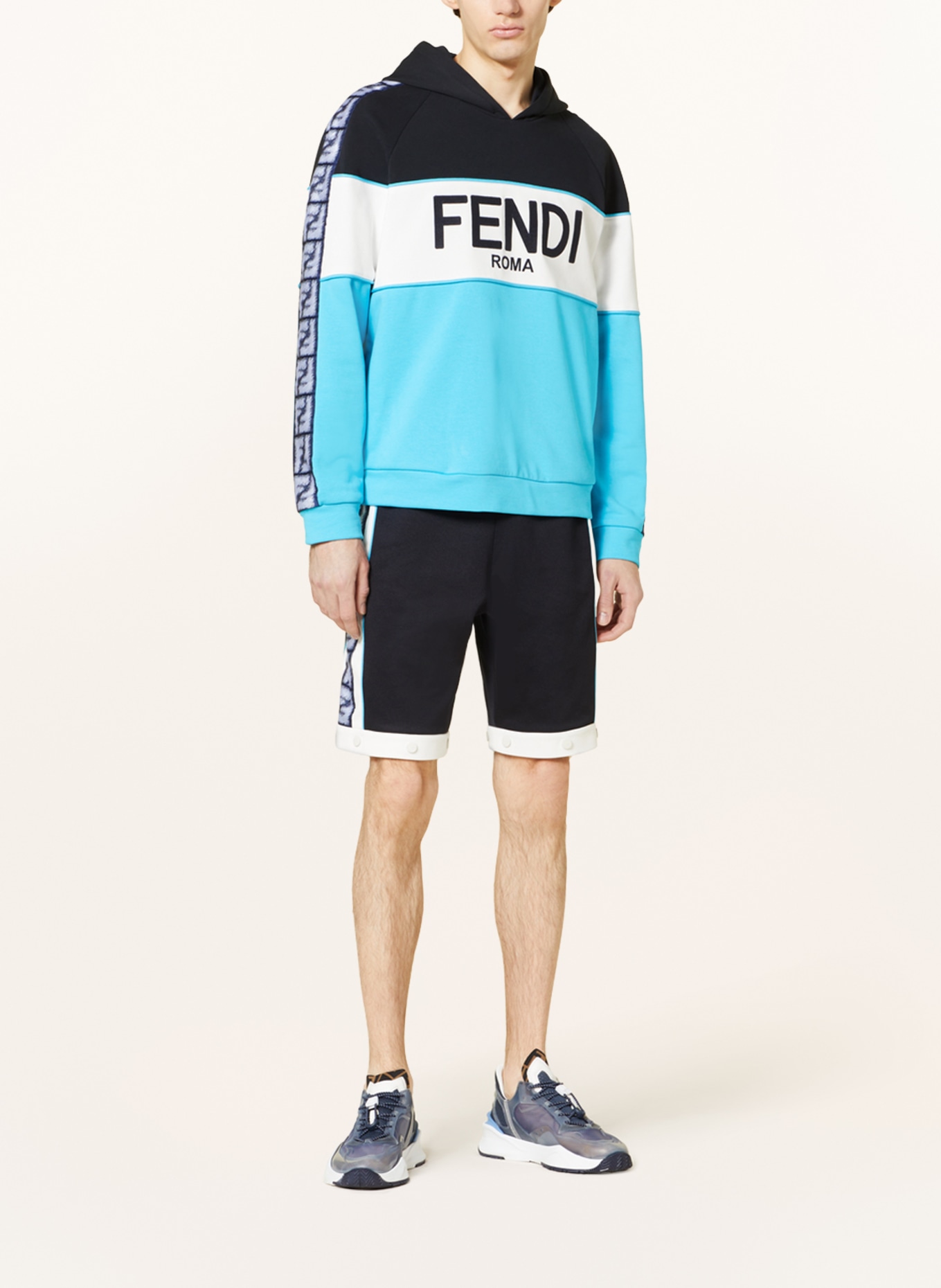 FENDI Track pants with detachable legs, Color: DARK BLUE/ WHITE/ BLUE (Image 2)