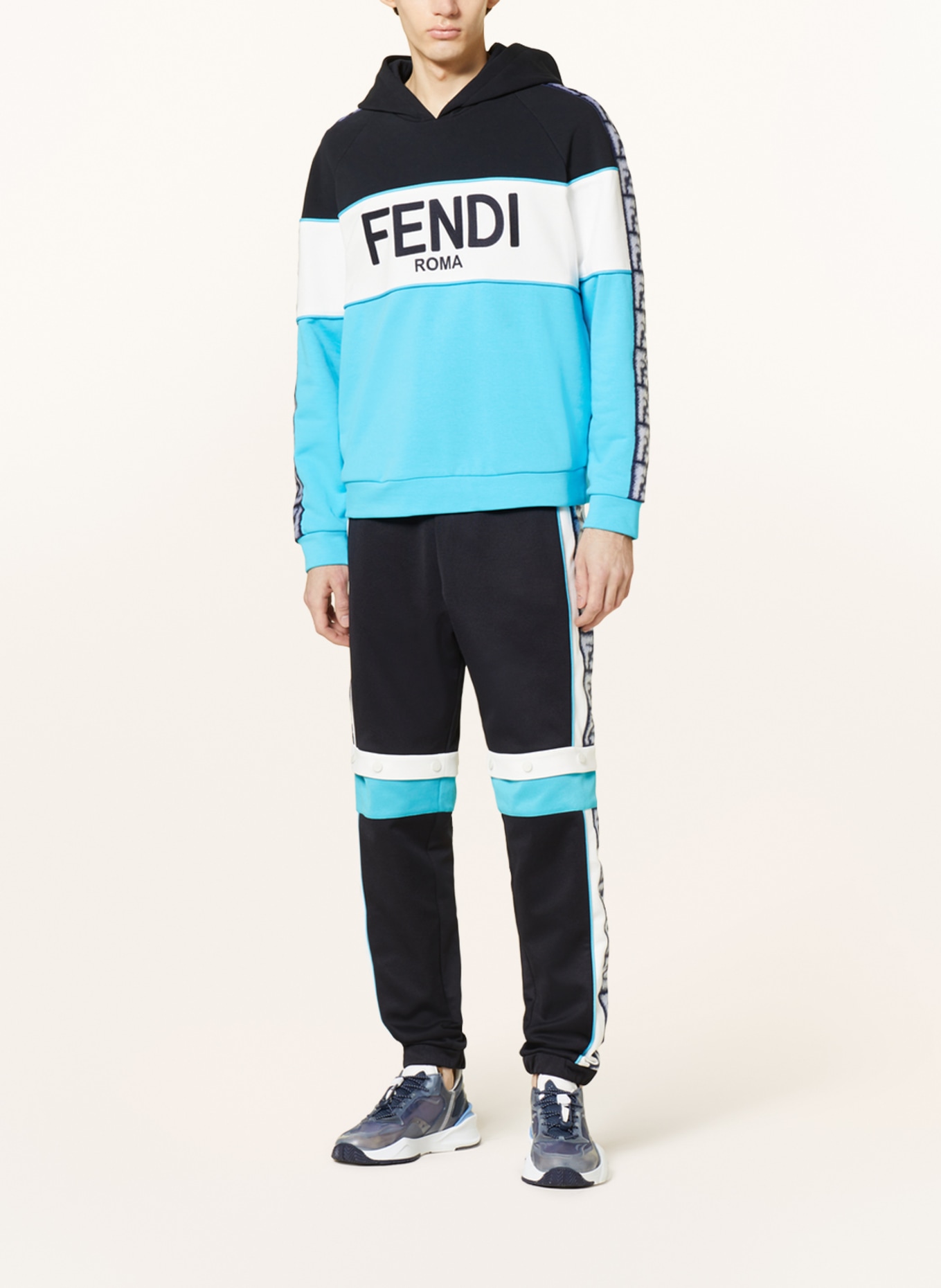 FENDI Track pants with detachable legs, Color: DARK BLUE/ WHITE/ BLUE (Image 3)