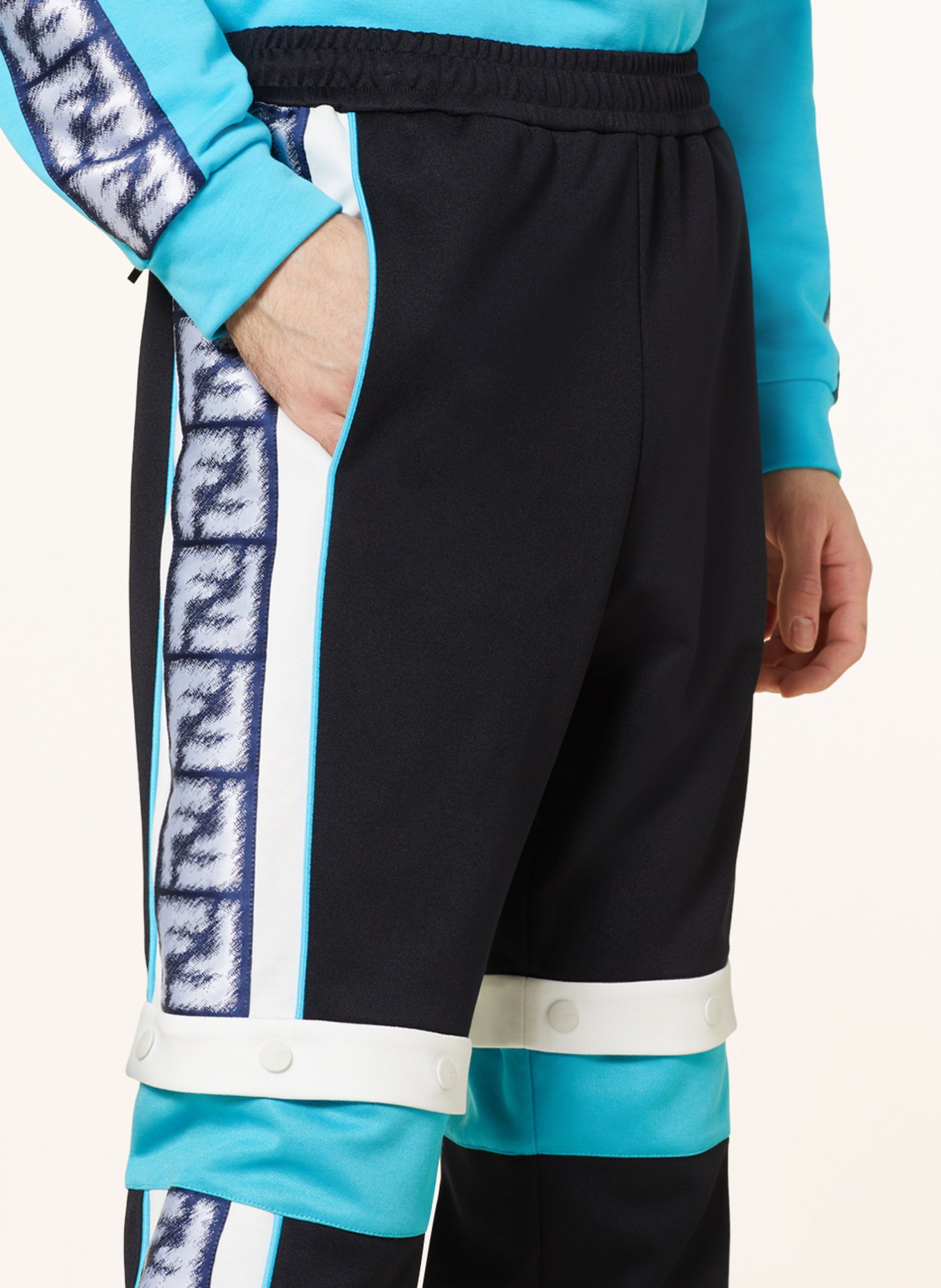 FENDI Track pants with detachable legs, Color: DARK BLUE/ WHITE/ BLUE (Image 6)
