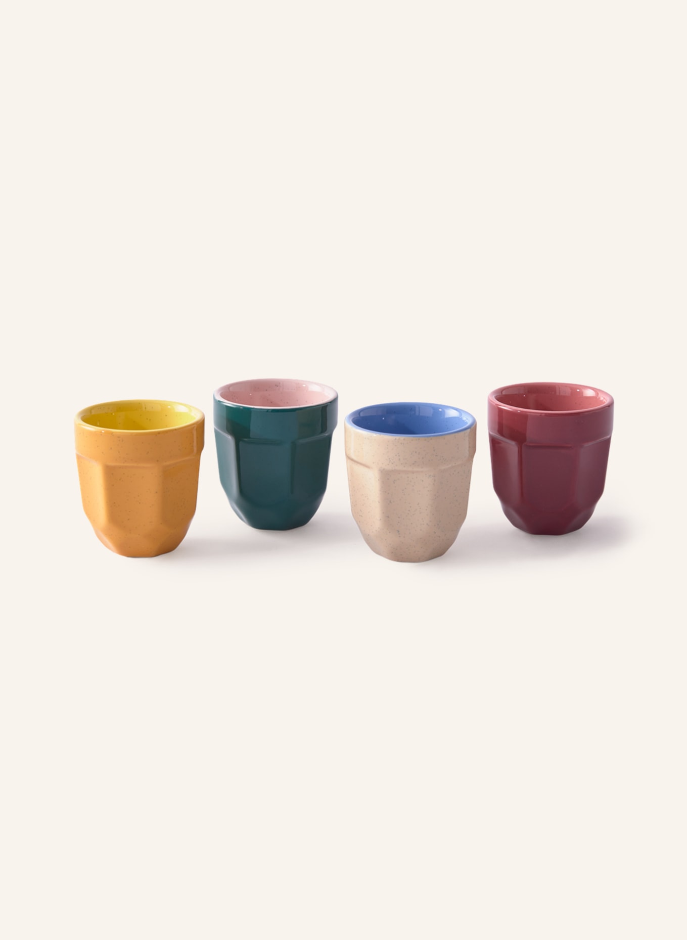 POLSPOTTEN Set of 4 espresso cups, Color: FUCHSIA/ DARK GREEN/ YELLOW (Image 1)
